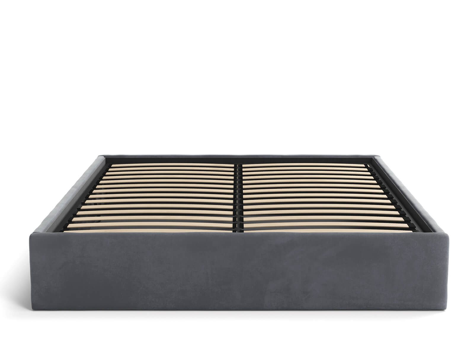 Home Collective Polsterbett Bett Doppelbett Bettgestell mit Lattenrost & Stauraum, platzsparend ohne Kopfteil, weiche Samtpolsterung, 140x200 cm graphit – Bild 2 von 5