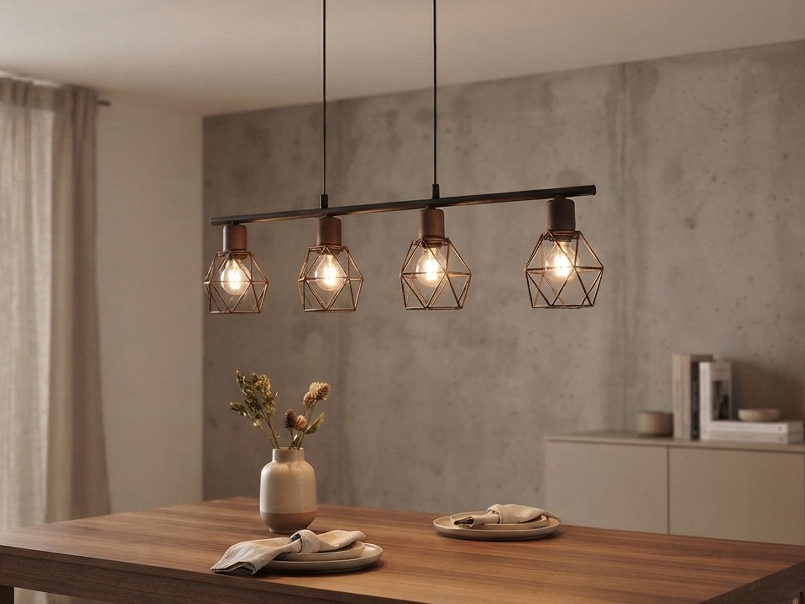 meineWunschleuchte Pendelleuchte Industrial Design, Breite 75cm, ohne Leuchtmittel, Esszimmer-Lampe mehrflammig für Esstisch & Kücheninsel hängend