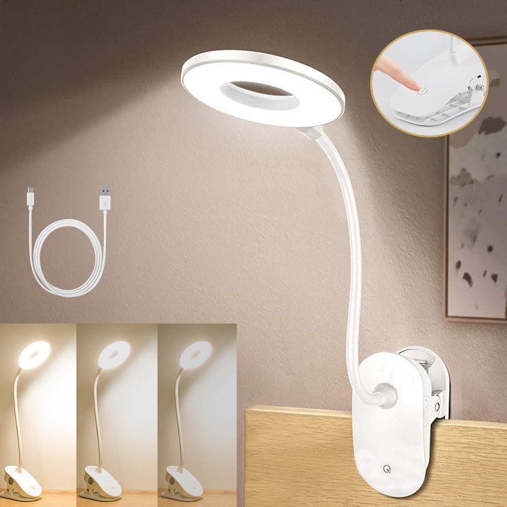 LED Leselampe Leselampe Bett, Klemmleuchte mit USB Wiederaufladbare Akku