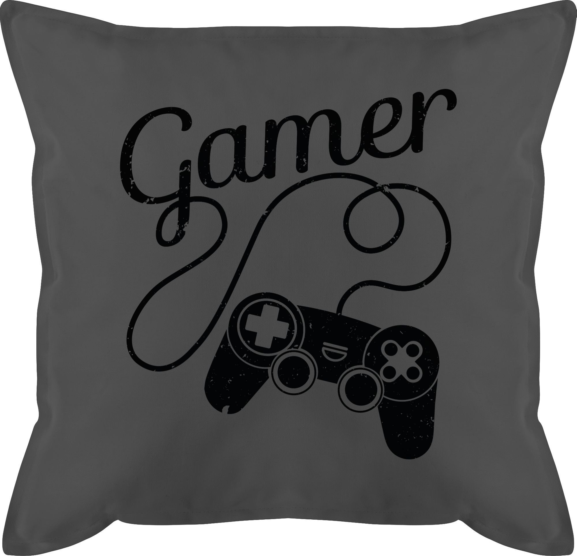 Shirtracer Dekokissen Gamer Motiv mit Controller - Gamer Geschenk, Statement 1 Grau