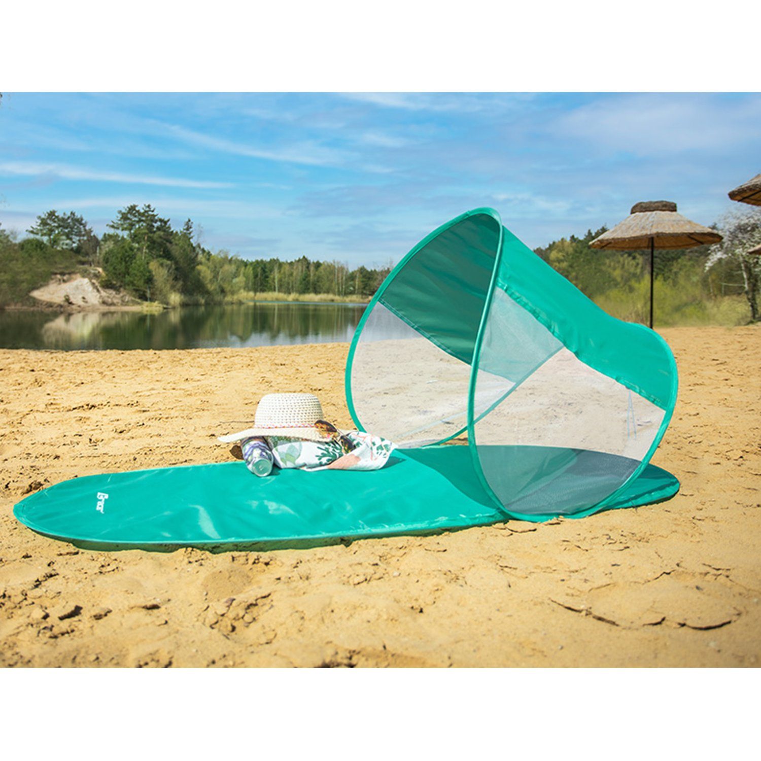 1, neigbarem Tracer 145x70cm mit Strandmuschel, Personen: Sonnenschutzdach; Mint Strandmatte