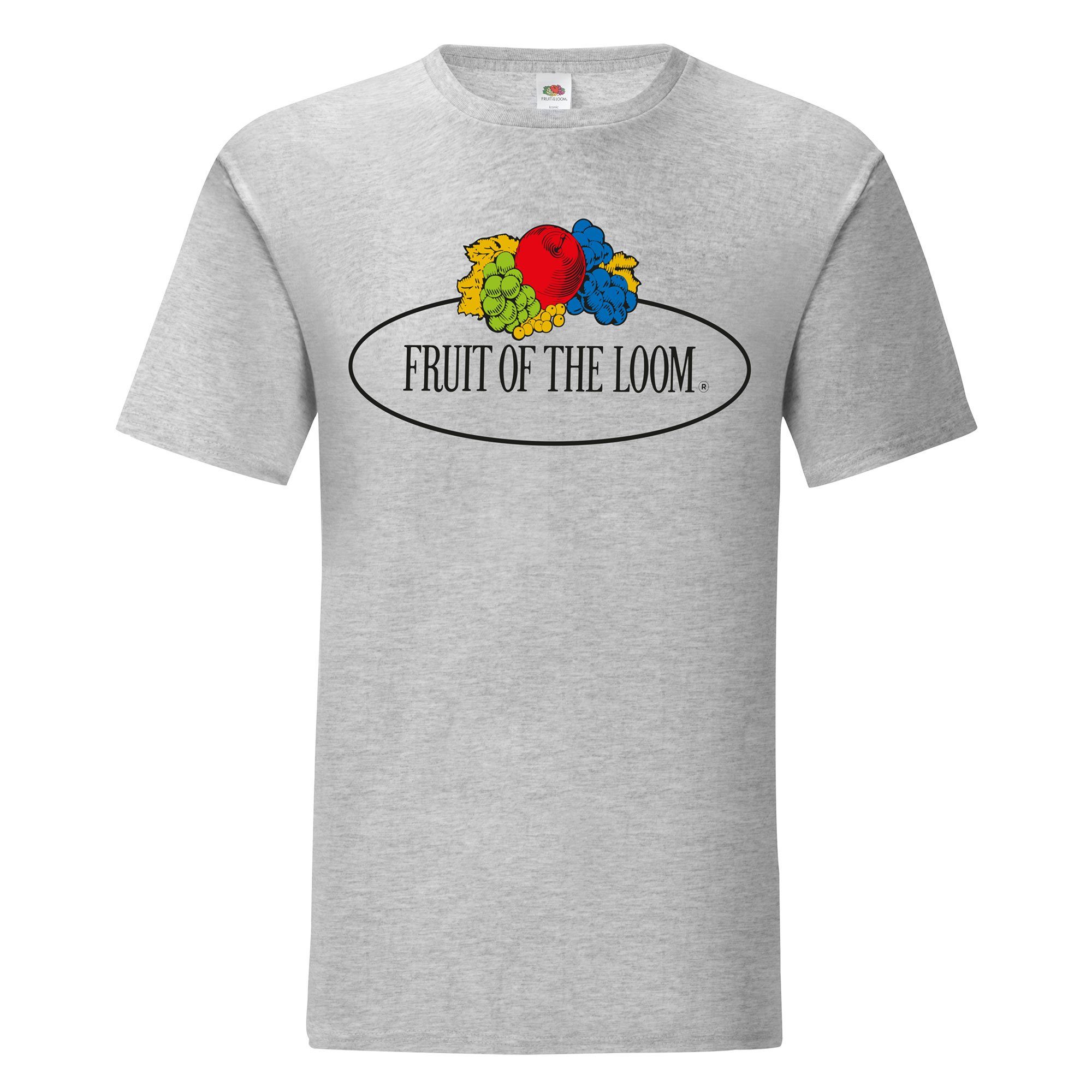 Fruit of the Loom Rundhalsshirt Iconic 150 T-Shirt graumeliert - Vintage-Logo groß