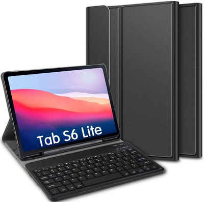 IVSO »Tastatur Hülle für Samsung Galaxy Tab S6 Lite (Deutsches QWERTZ),« Tablet-Tastatur (Ständer PU Schutzhülle mit magnetisch Abnehmbarer Kabellose Tastatur für Samsung Galaxy Tab S6 Lite 10,4 Zoll 2020 (Schwarz)