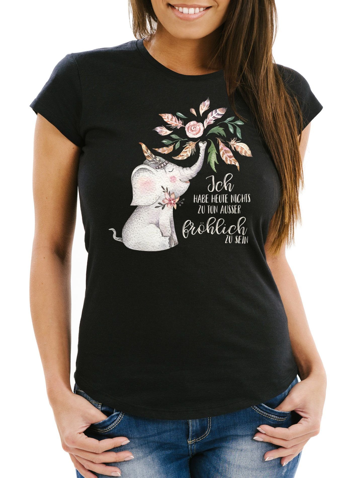 MoonWorks Print-Shirt Damen T-Shirt Elefant Ich günstig online kaufen