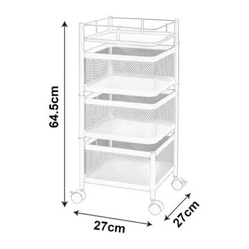 en.casa Rollwagen, »Sunndal« Servierwagen mit 3 Ablagekörben 64,5x27x27cm Weiß