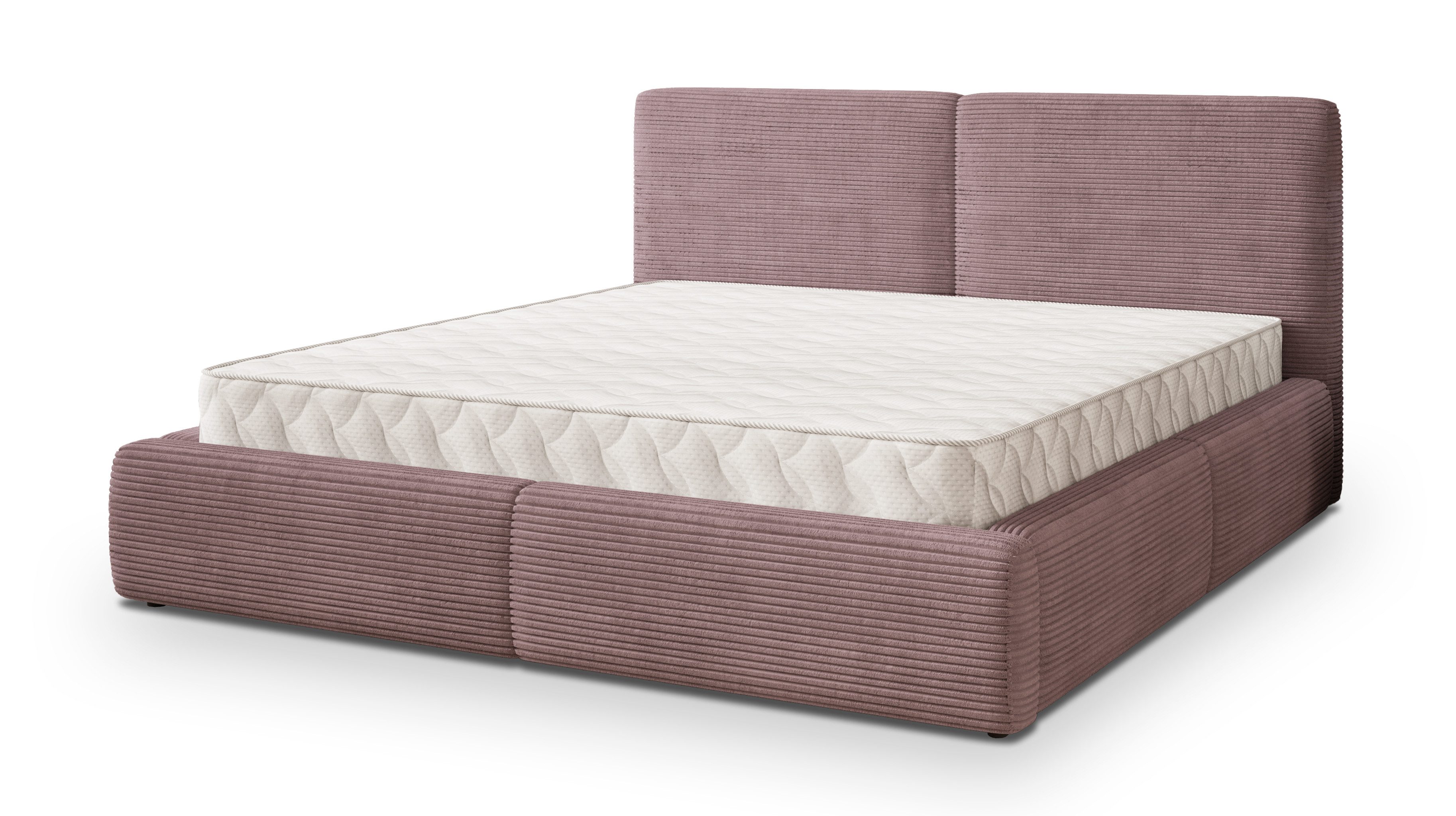 Masseno Polsterbett FELURO 120x200 cm lila (mit Bettkasten und Lattenrost)