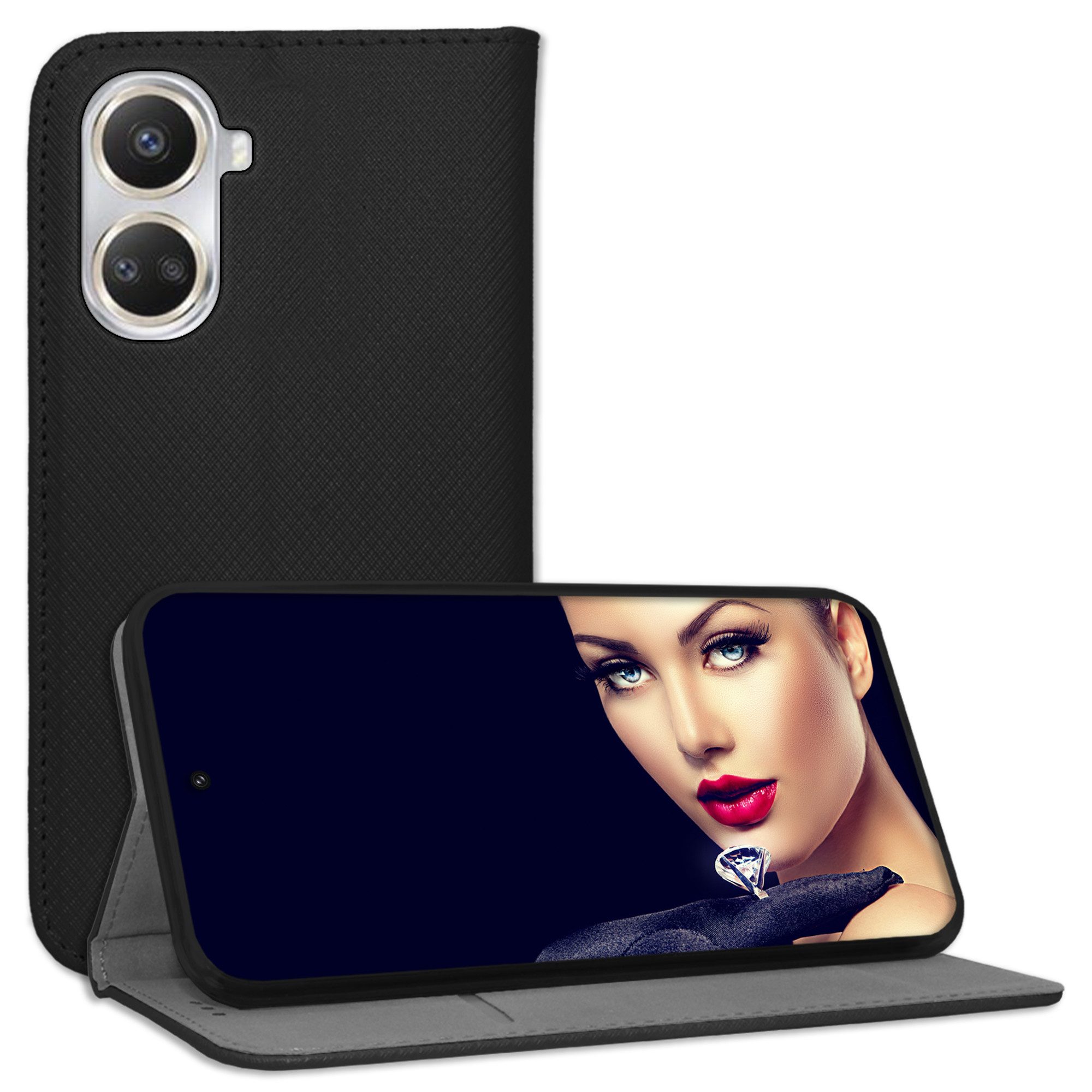 mtb more energy Smartphone-Hülle Smart Magnet für Huawei nova 10 SE, Schwarz, Bookstyle Klapphülle Cover Wallet Case aus Kunstleder