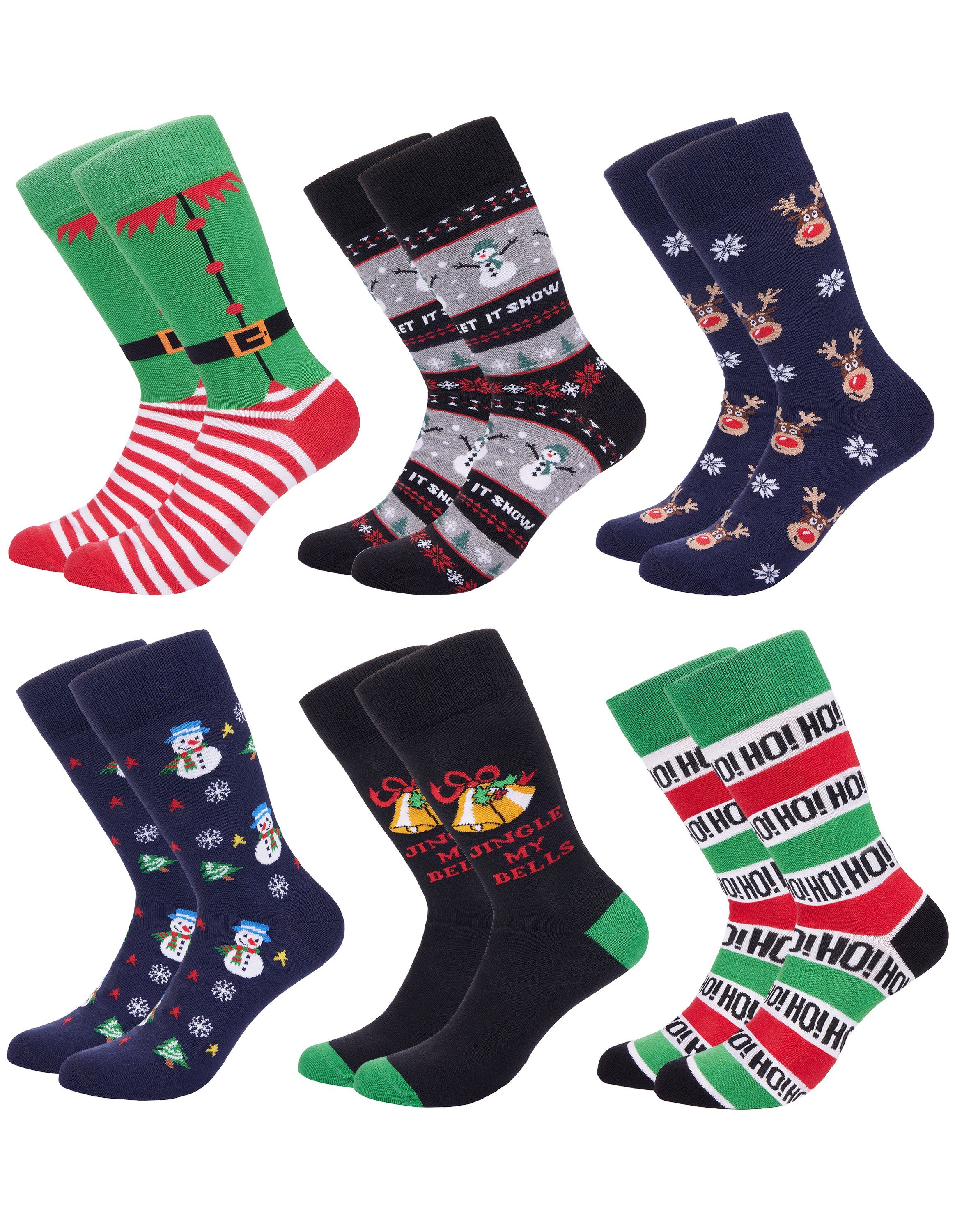 BRUBAKER Socken »6 Paar Herren Weihnachtssocken - Lustige Socken Weihnachten  41-45« (Set, 6-Paar, 6er-Pack) Bunte Baumwollsocken - Männer Set für  Geburtstag Adventskalender