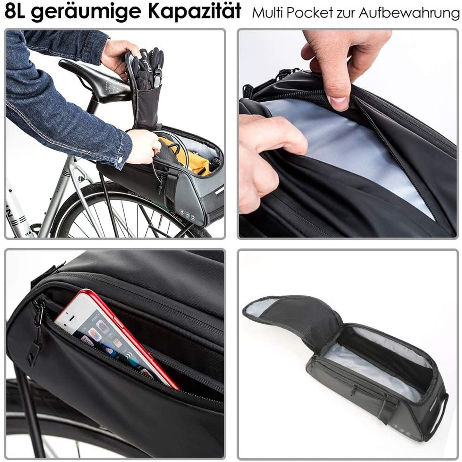 TUWENA Bicycle Box, Multifunctional Reflective Saddlebag, 8L Waterproof