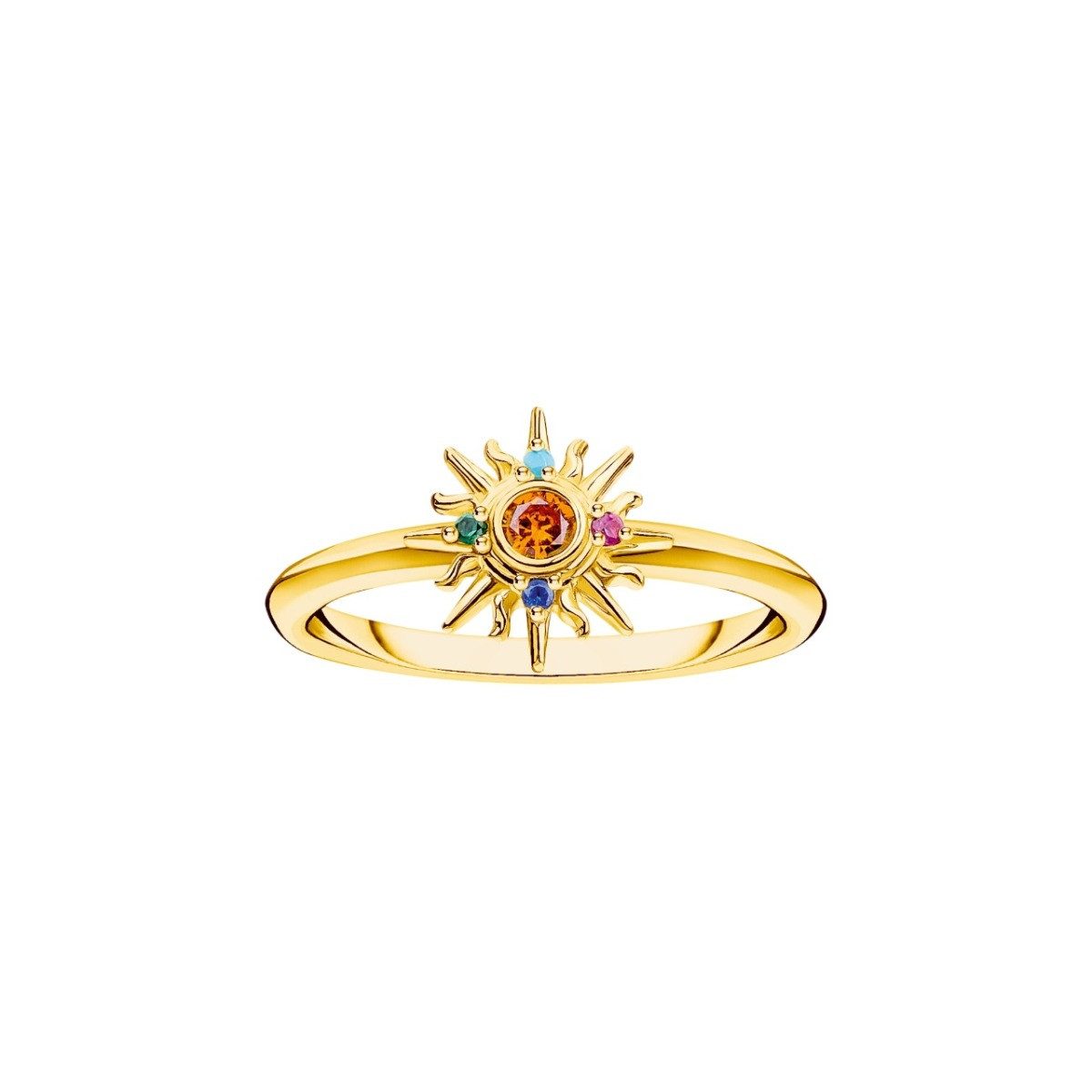 THOMAS SABO Fingerring Ring Damen Sonne Steine Bunt Vergoldet TR2458-488-7 Gr. 50