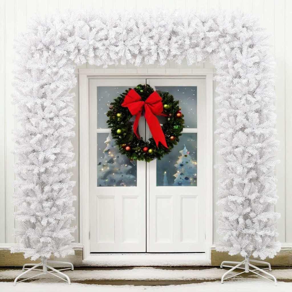 furnicato Girlanden Weihnachtsgirlande Weiß 215 x 240 cm mit Stahl-Ständer (1-tlg), Naturgetreue Tannengirlande mit 2400 Spitzen für Hochzeiten