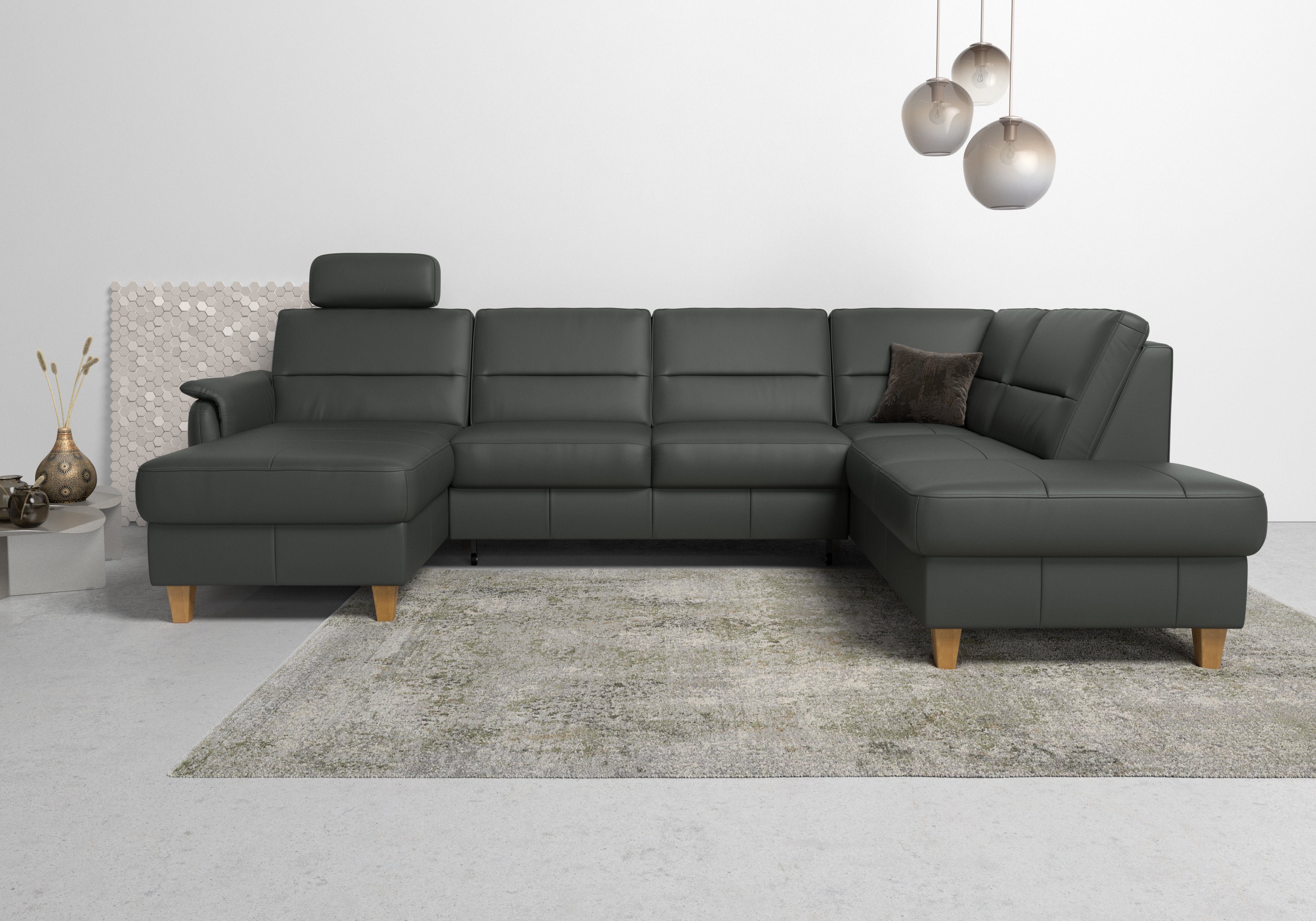 Home affaire Wohnlandschaft Palmera U-Form, B: 308 cm, optional Bettfunktion & Bettkasten, Federkern