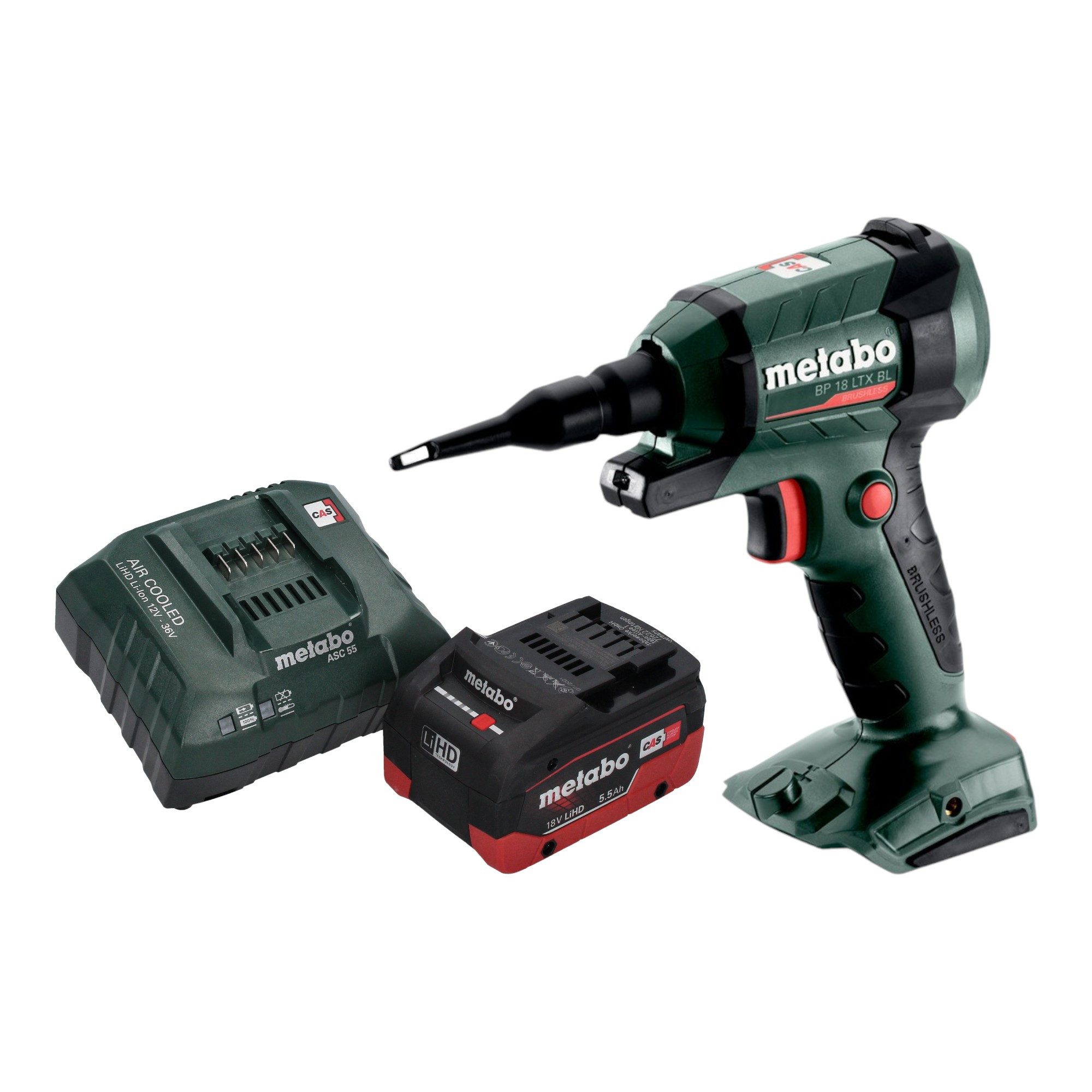 metabo Akku-Laubbläser BP 18 LTX BL Akku Blaspistole 18 V Brushless + 1x LiHD Akku 5,5 Ah