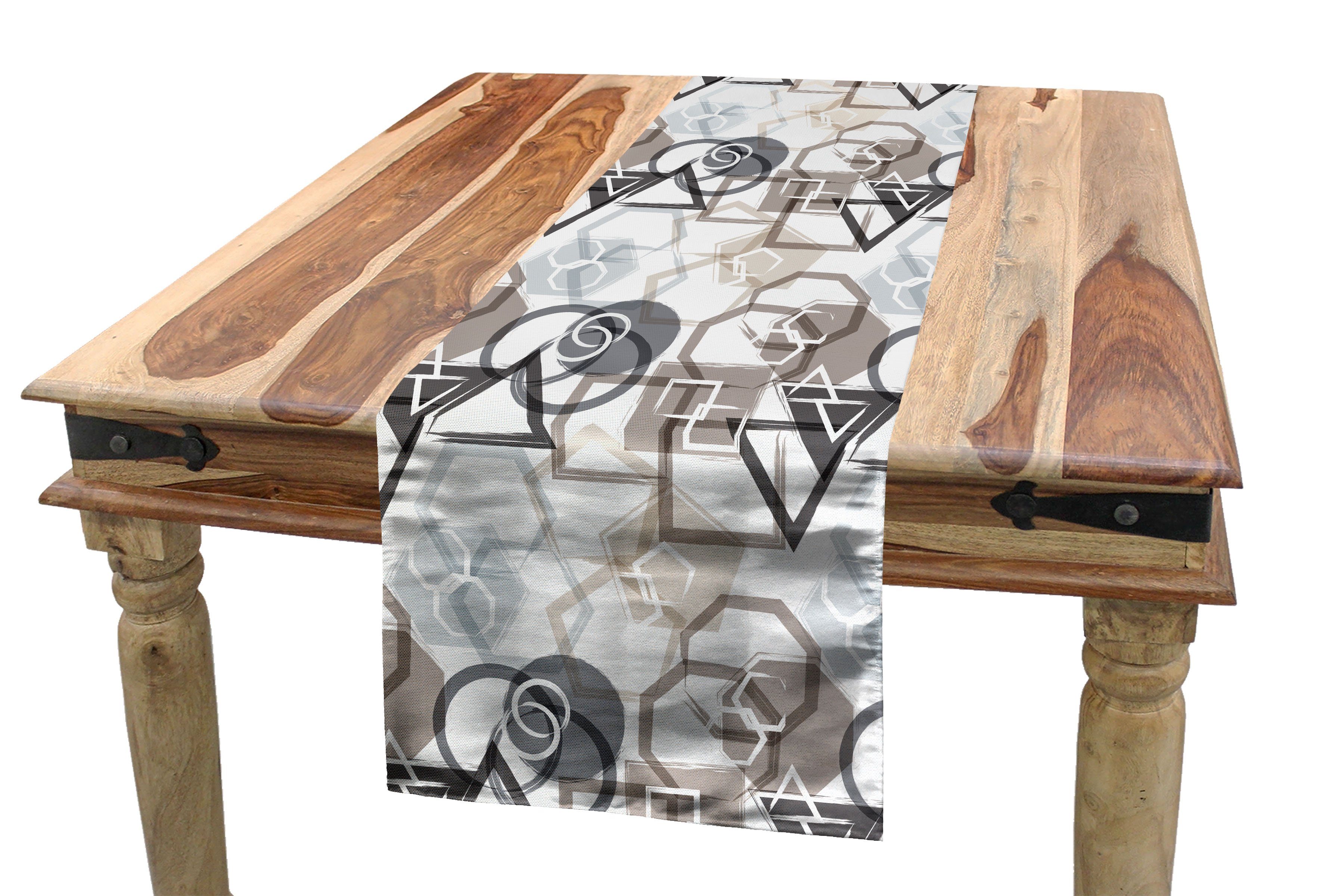 Abakuhaus Tischläufer Esszimmer Küche Rechteckiger Dekorativer Tischläufer, Abstrakt Triangles Squares Plygons