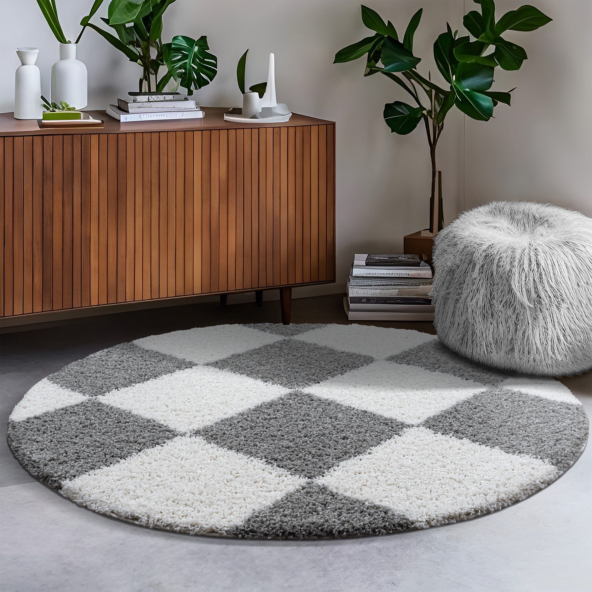 Sanat Hochflor-Teppich "Milano 1254" rund 30 mm Höhe Hochflor, Wohnzimmer, günstig online kaufen