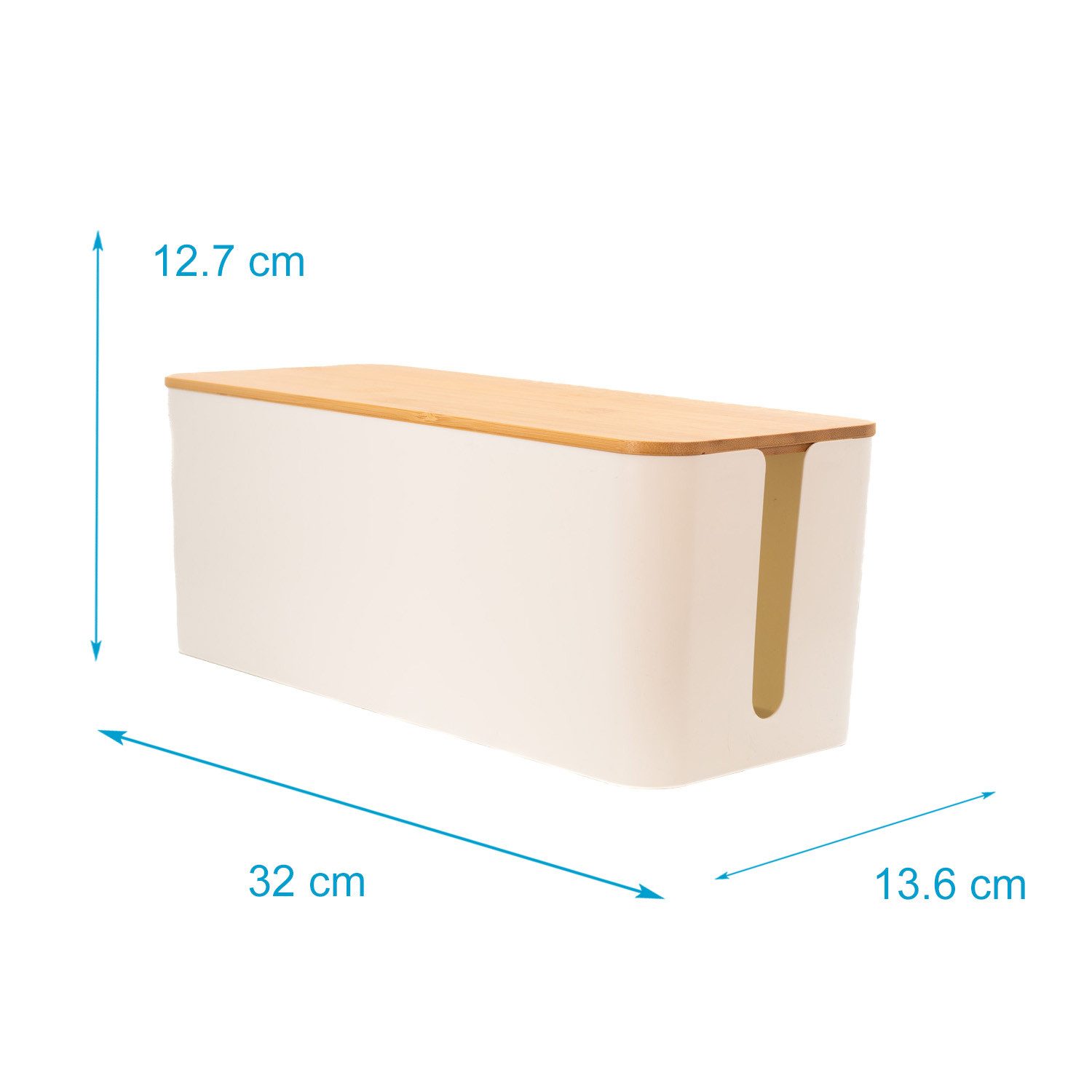Intirilife Kabelbox, Kabelbox mit Bambusdeckel in Weiß Kabelmanagement Box günstig online kaufen
