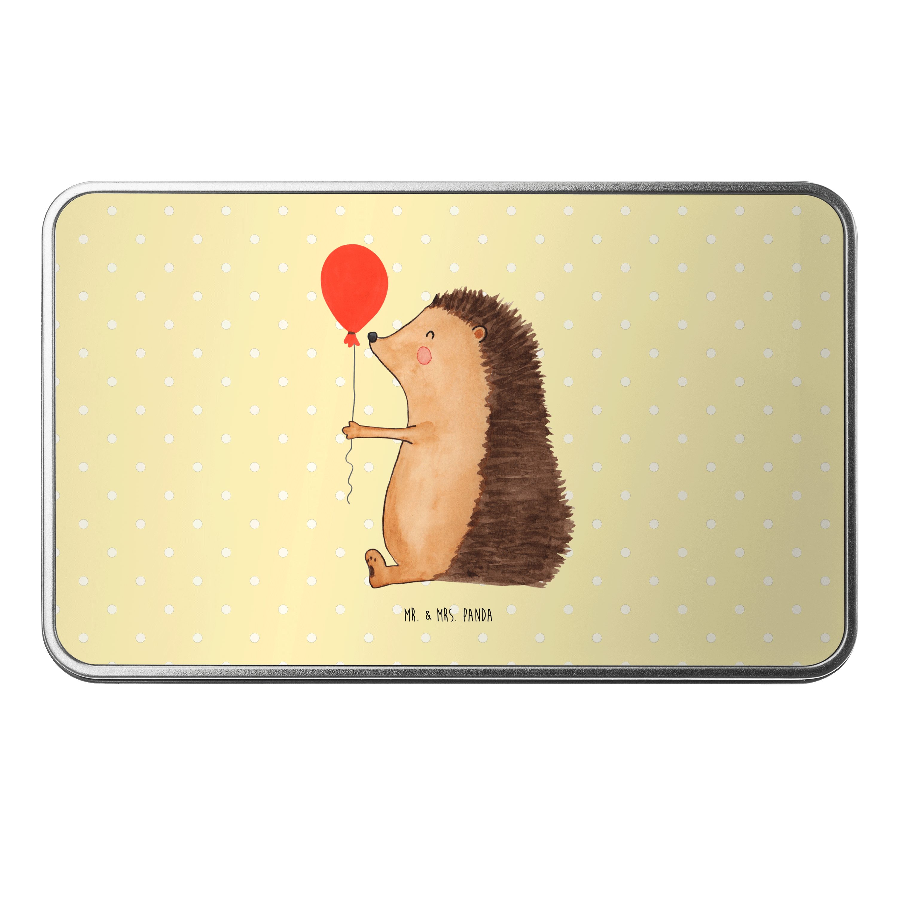 Mr. & Mrs. Panda Dose Igel Luftballon, Erinnerungsbox, Gelb Pastell, Happy Birthday, Ballon (Packung), Vorratsdose Ballon schmuckdose