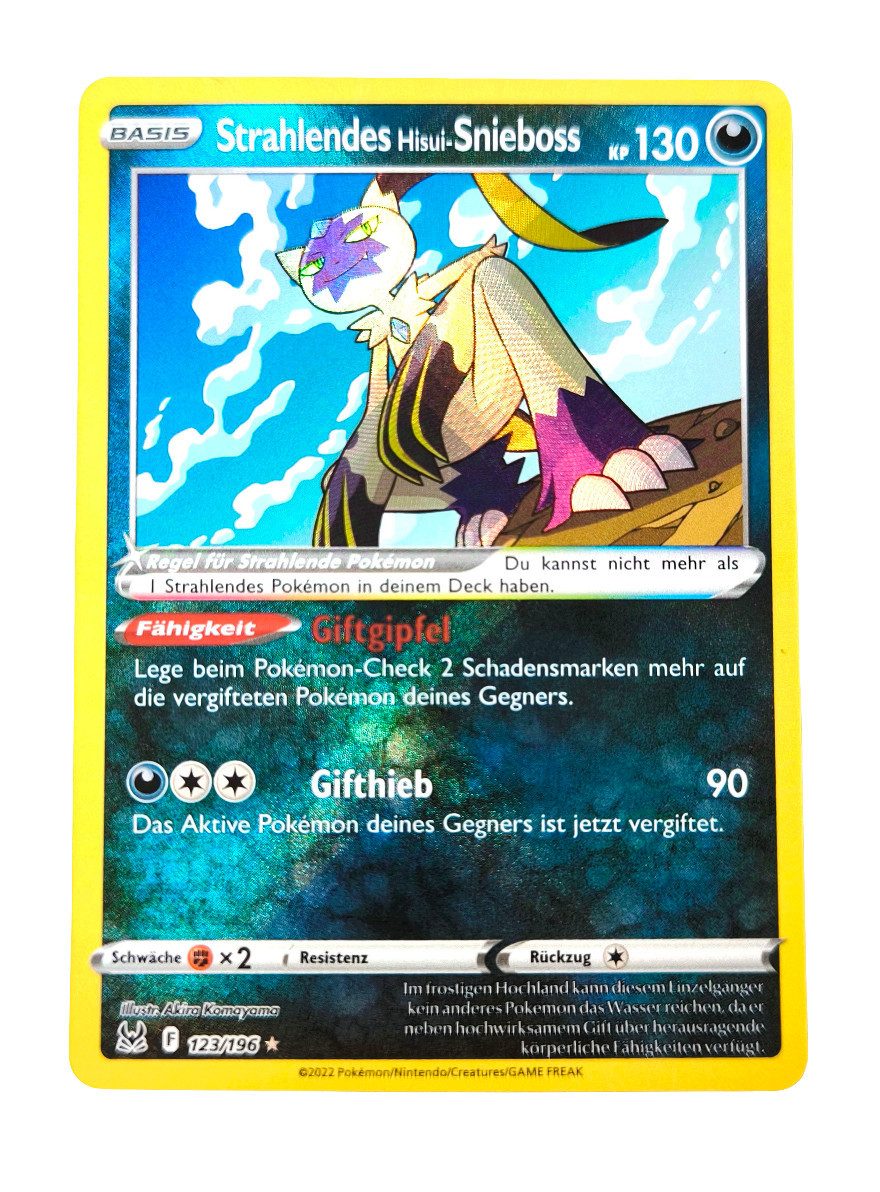 The Pokémon Company International Sammelkarte Pokemon Karte Strahlendes Hisui-Snieboss 123/196