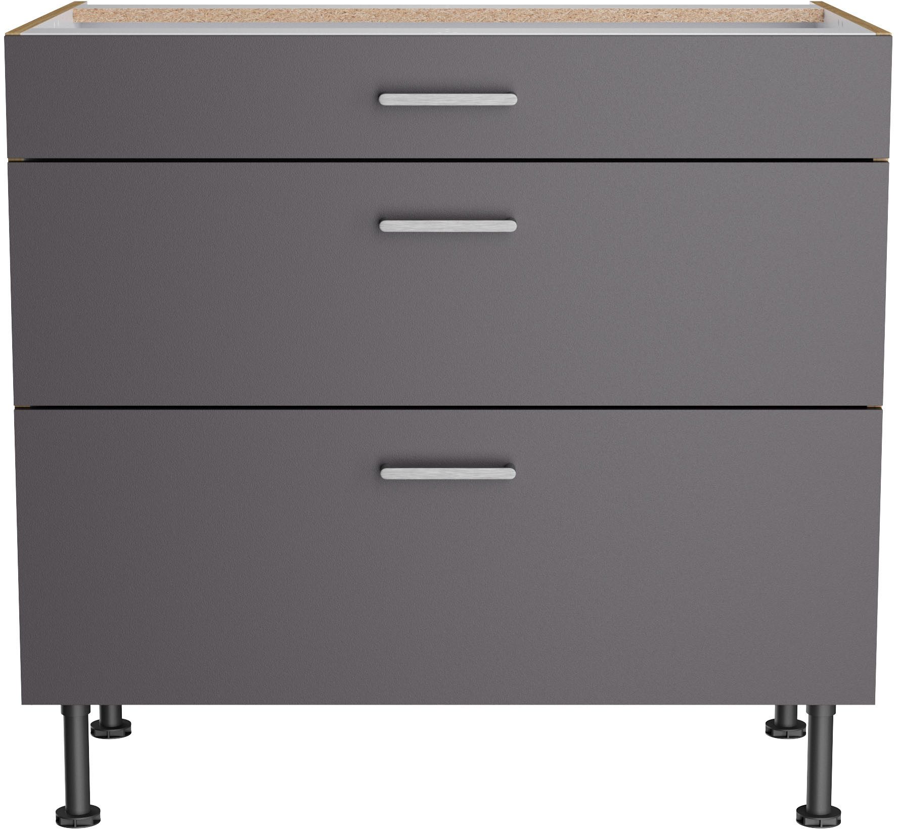KOCHSTATION Unterschrank KS-Lucy Breite 90 cm, 1 Schubkasten, 2 Auszügen, Soft-Close, verstellbare Füße