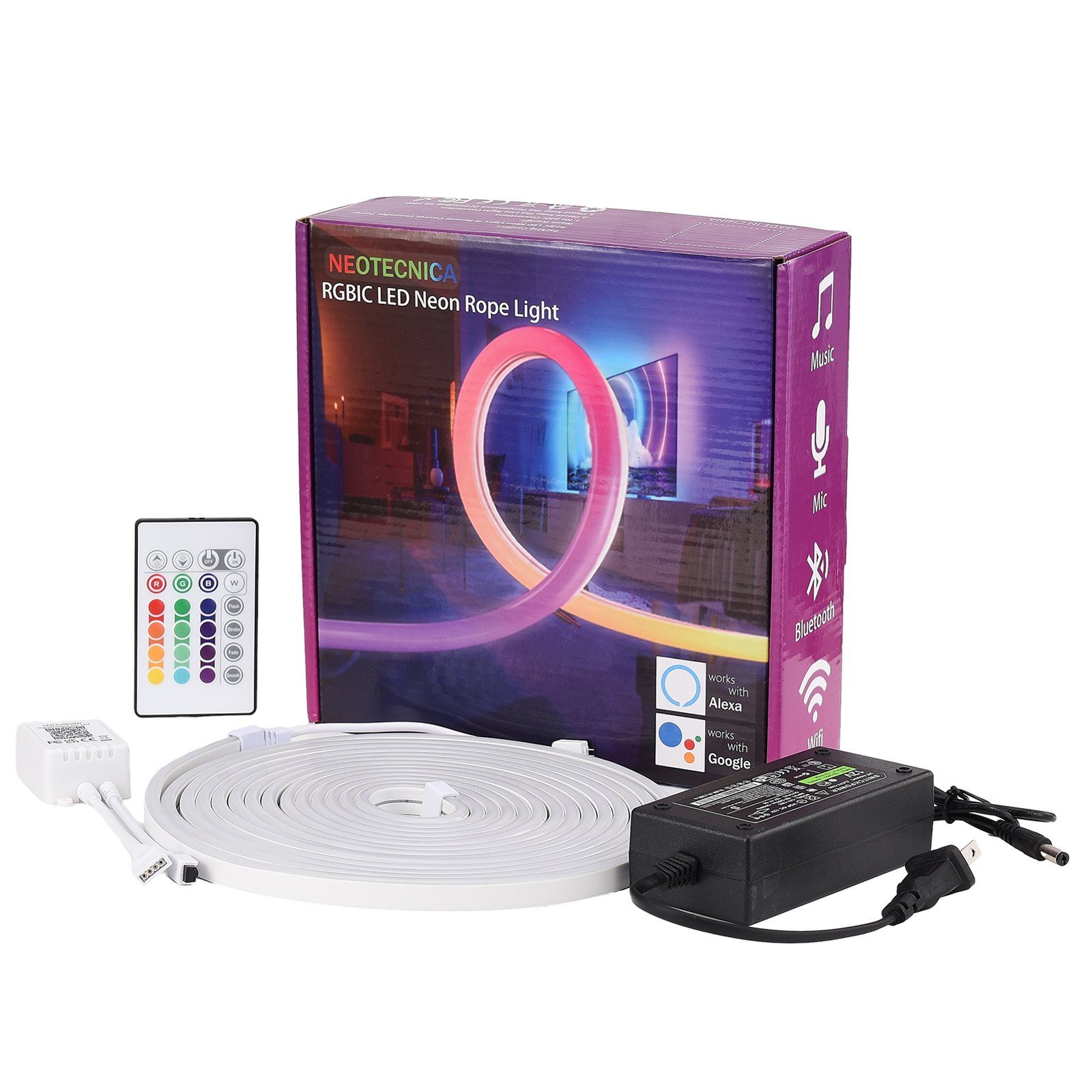 SEEZSSA LED Stripe (5M) LED-Neon-Streifen-Set, APP-Steuerung Bluetooth mit RGB-Neon-Lichtleiste