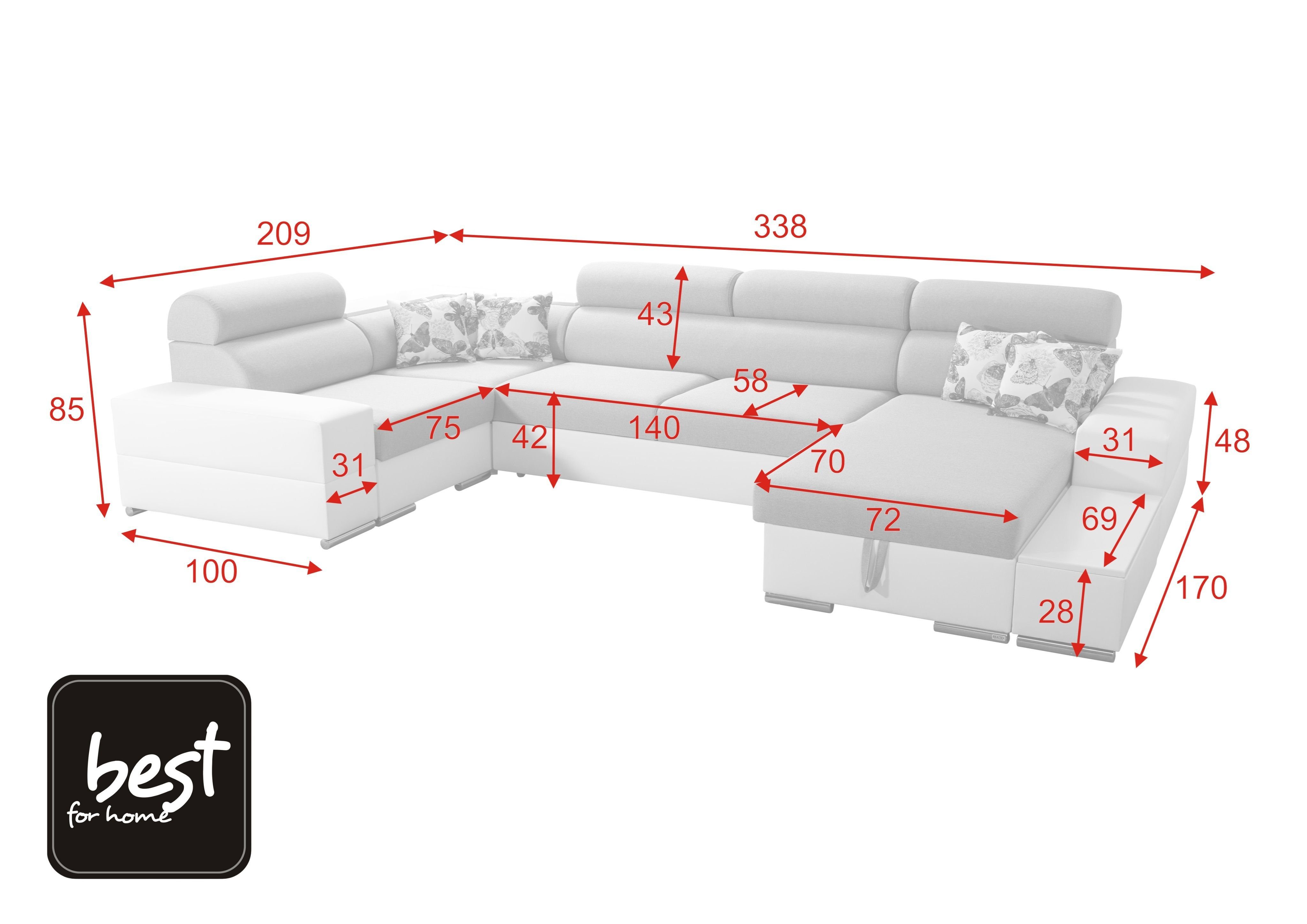 TWIST2+EKJI Ecksofa for Wohnzimmer, Sie Neue - Moderne Entdecken & Home für das Ihre ALEX Bettkasten MINI Schlaffunktion Best Eckcouch! -