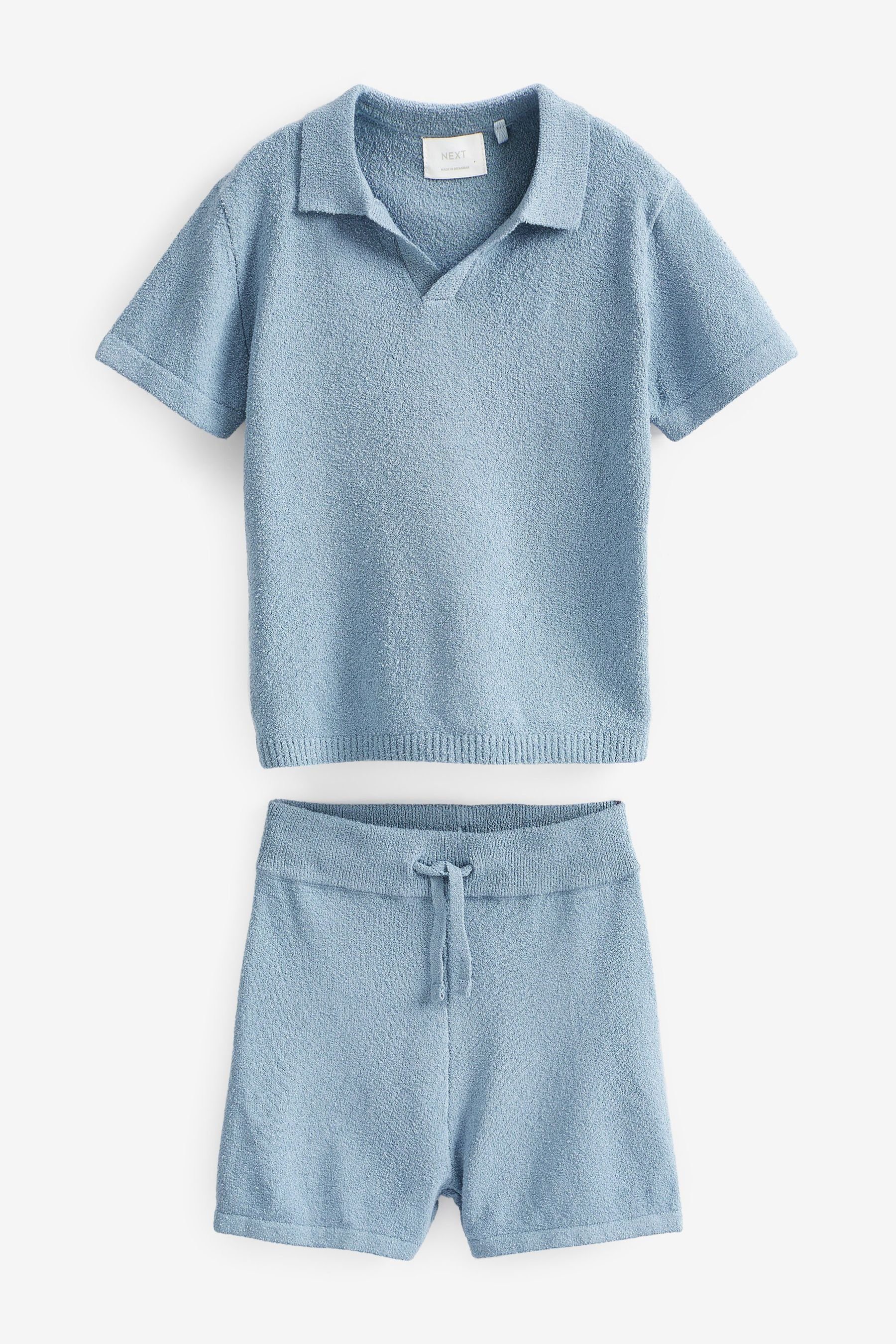Blue T-Shirt und & aus Next Shorts T-Shirt Boucléstrick Set (2-tlg) im Shorts
