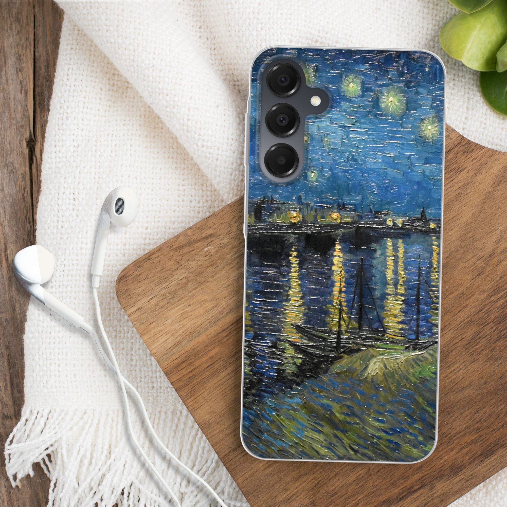 MuchoWow Handyhülle für Samsung Galaxy A16 5G Sternennacht über der Rhone - Van Gogh - Kun, Phone Case, Silikon, Schutzhülle Dünn
