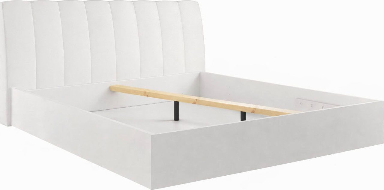 OTTO home Bett Maalissa Bettgestell mit gepolstertem Kopfteil mit/ohne Stauraum, Bettgestell, Schlaffläche 180x200 cm, Maße B/T/H: 186,6/223/100 cm