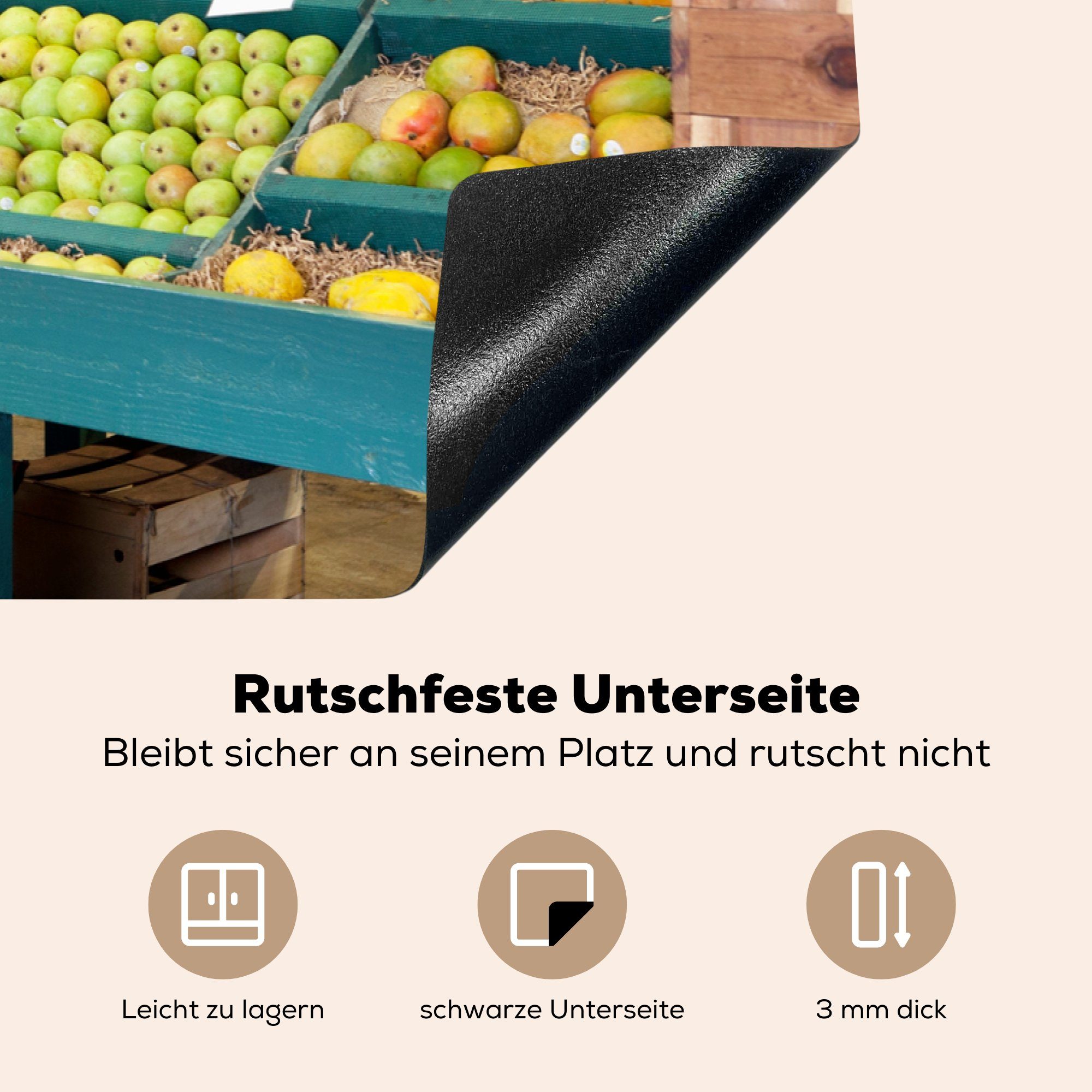 die für Herdblende-/Abdeckplatte Obst - Induktionskochfeld küche, MuchoWow cm, tlg), Vinyl, Schutz (1 81x52 Kreidetafel, Ceranfeldabdeckung - Supermarkt