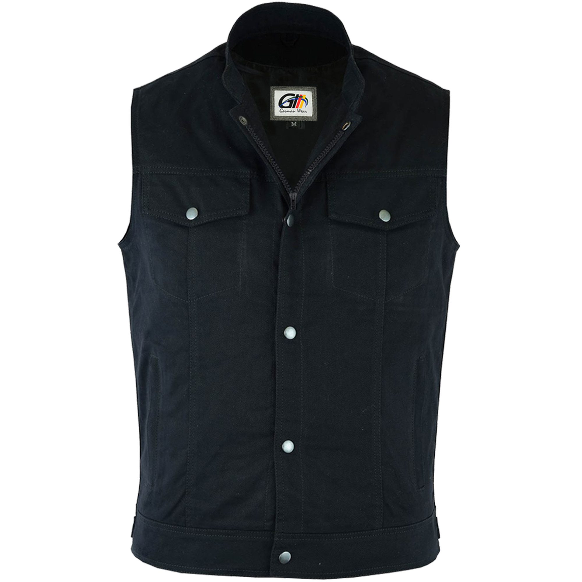 German Wear Motorradweste GW691 Denim Motorrad Biker Jeansweste Motorradweste Weste schwarz