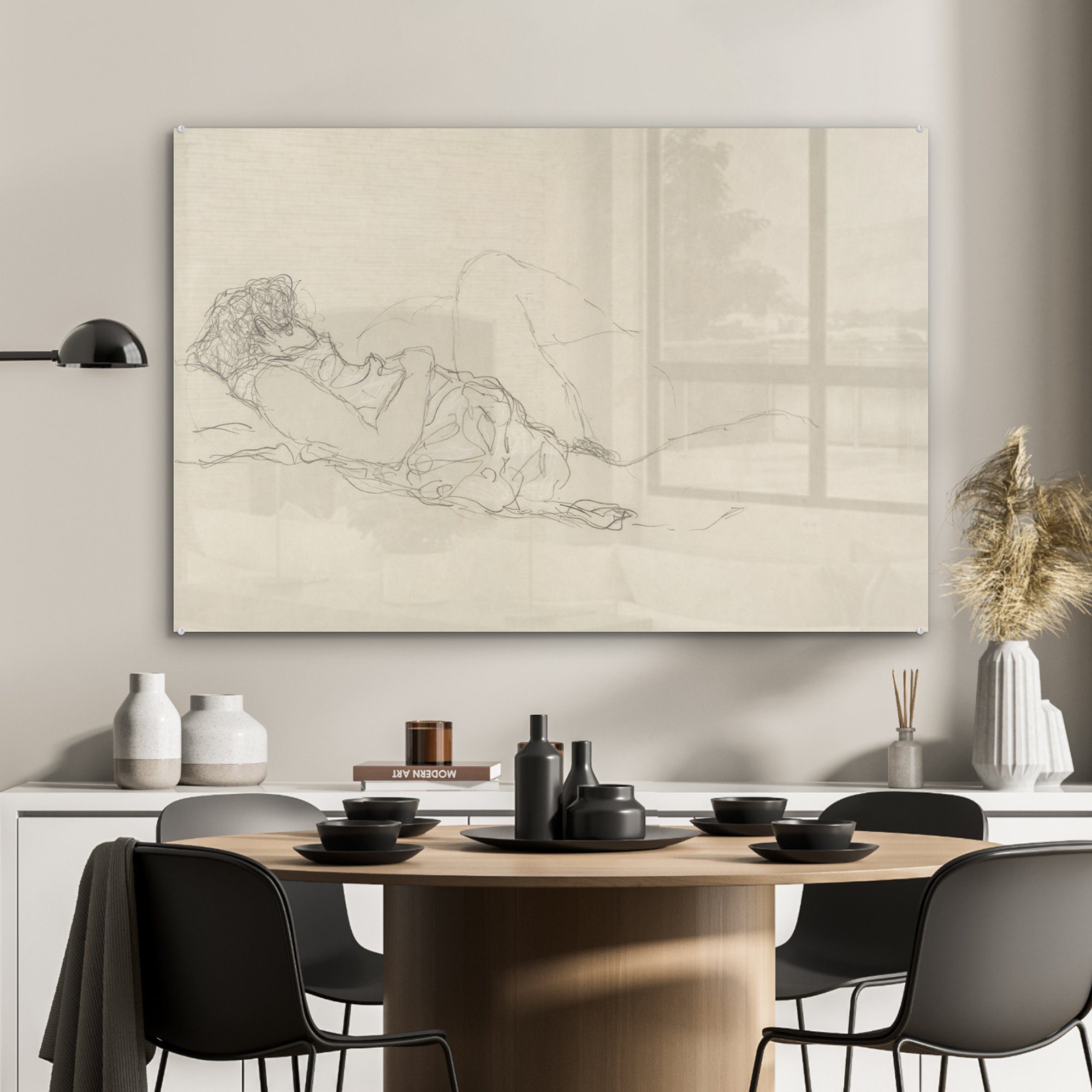 Frau (1 & von Gutsav Klimt, Schlafzimmer St), Schlafende Acrylglasbilder Wohnzimmer - Acrylglasbild Gemälde MuchoWow