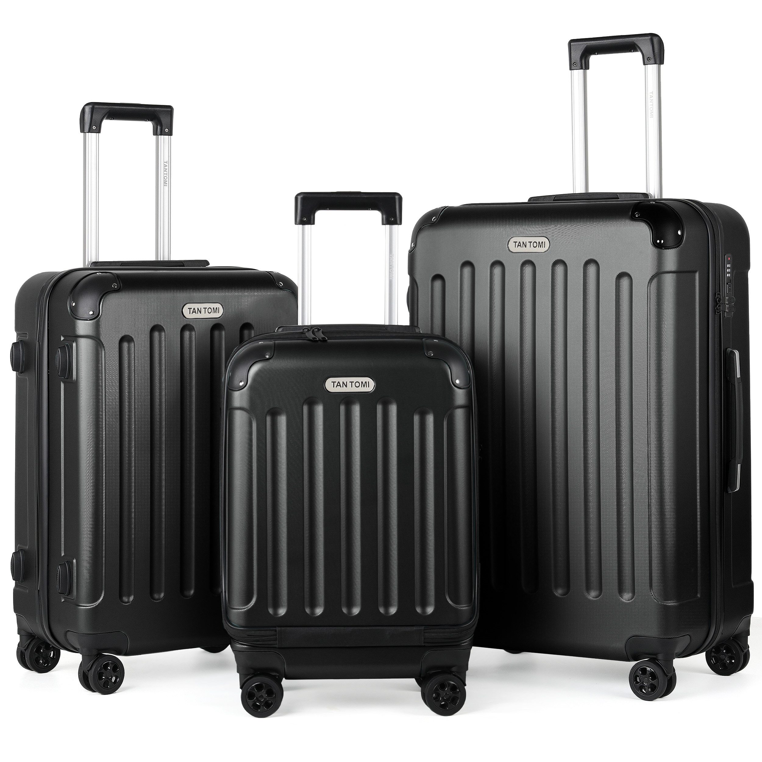 TAN.TOMI Kofferset 3-Tlg ABS Handgepäck Koffer-Set Rollkoffer Reisekoffer, 4 Rollen, Reisetrolley Leicht mit 4 Rollen 360° Große Kapazität Trolley