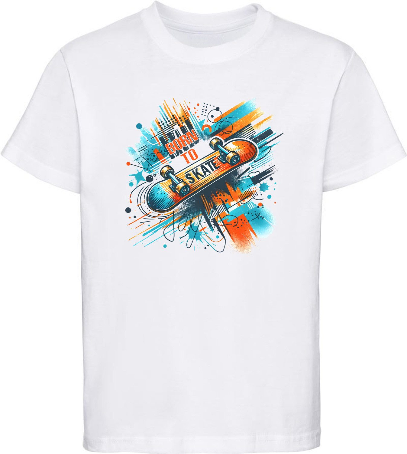 T-Shirt Kinder Print Shirt Skateboard mit born to skate Aufschrift