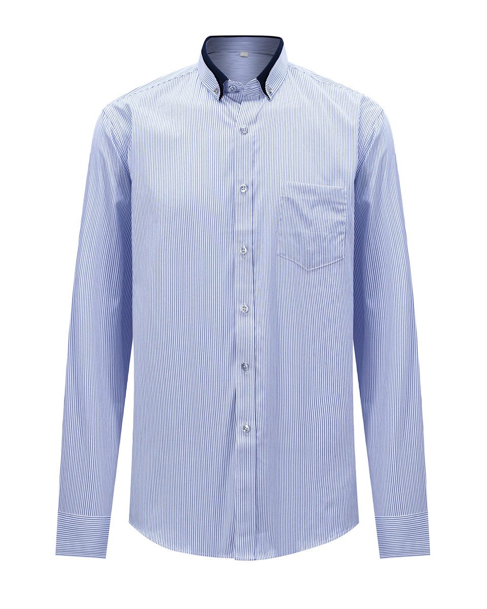 Allthemen Businesshemd Herren Slim Fit Langarmhemd mit Brusttasche Streifenhemd