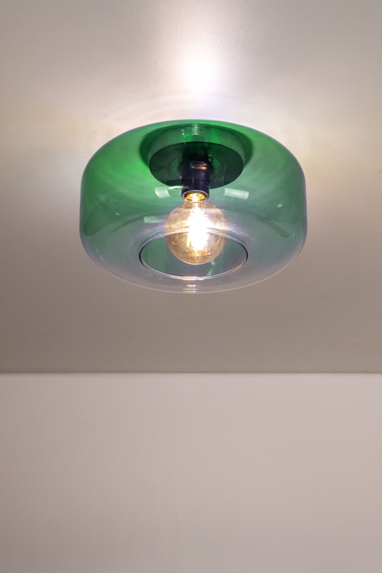 Licht-Erlebnisse Deckenleuchte OMURSE, ohne Leuchtmittel, Glas Metall E27 rund Ø 35 cm Grün Modern Deckenleuchte