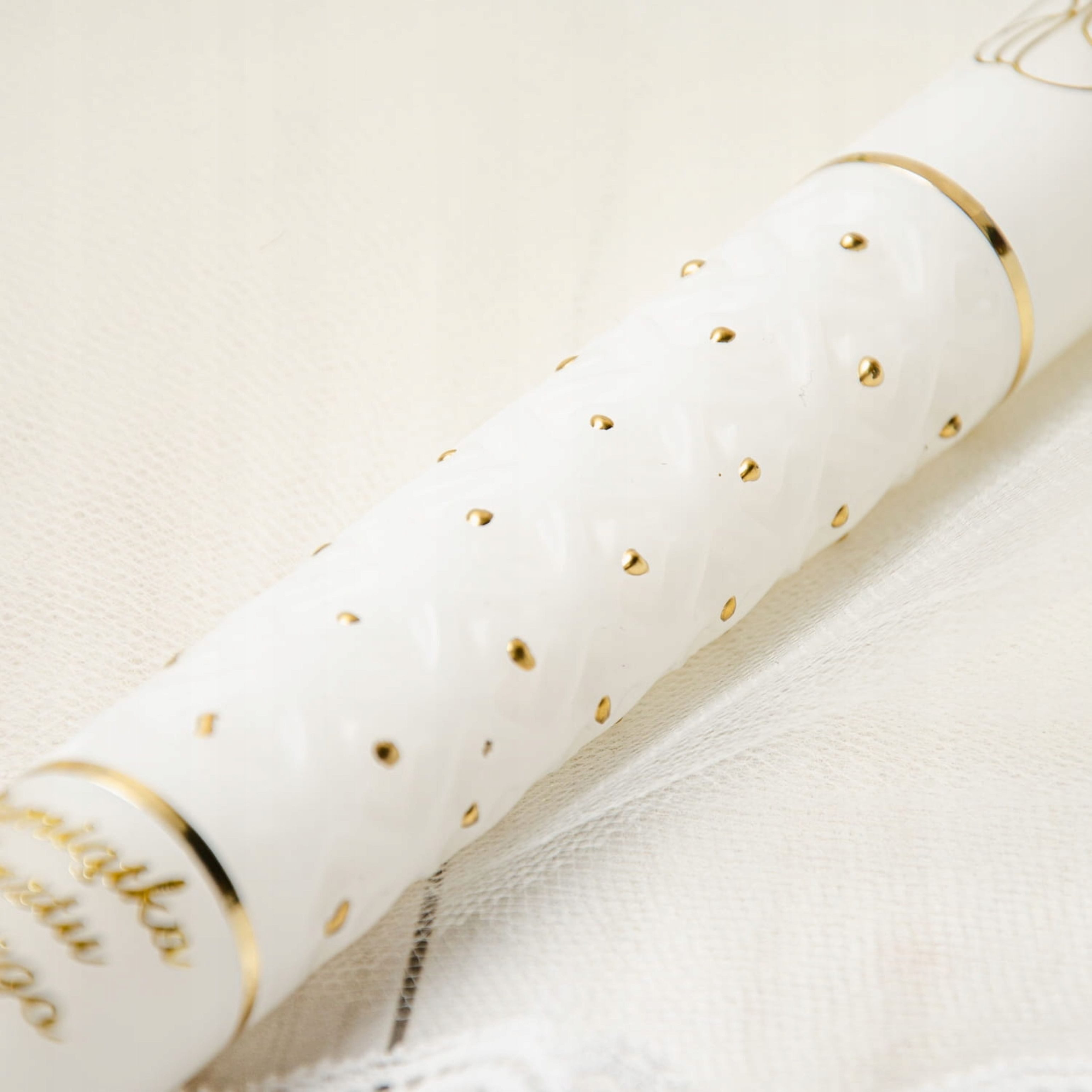 Sacramenta Taufkarte Taufkerze Gromnica 40cm – Handverziert, Weiß-Gold, Marienmotiv