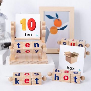 Fivejoy Lernspielzeug Holzklötze, Buchstabier-Lernspiel, Drehbar (1-St), geeignet für Mädchen und Jungen ab 3 Jahren