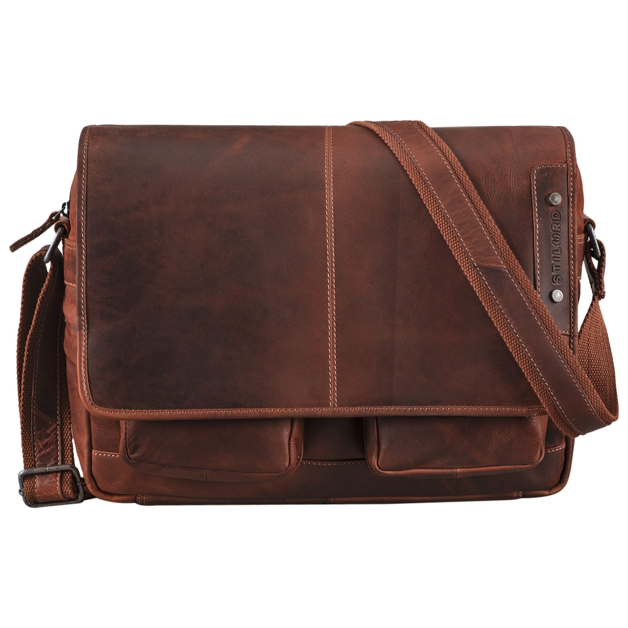 STILORD Schultertasche "Curtis" 15 Zoll Messenger Bag Leder