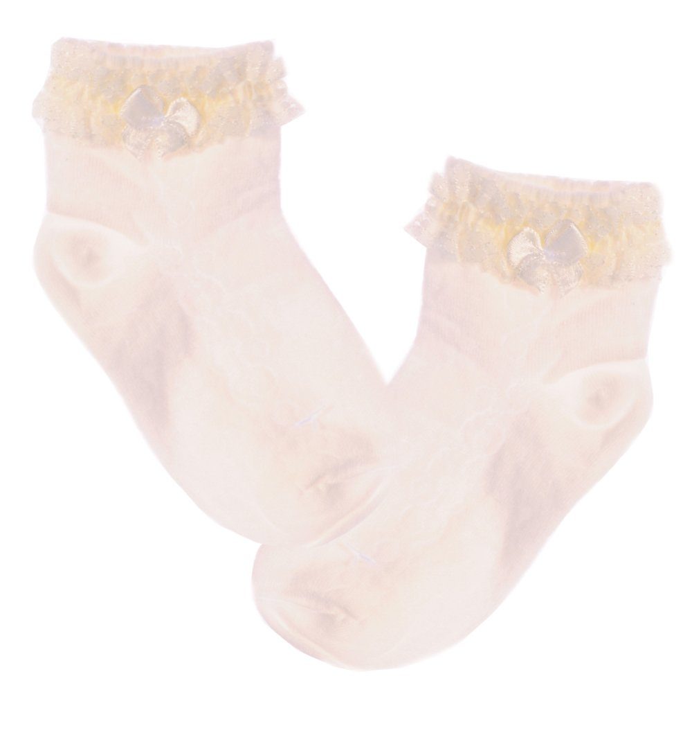 La Bortini Socken Socken Rüschen Kinder bis mit in 0 festlich ab 6J Mon Baby Creme