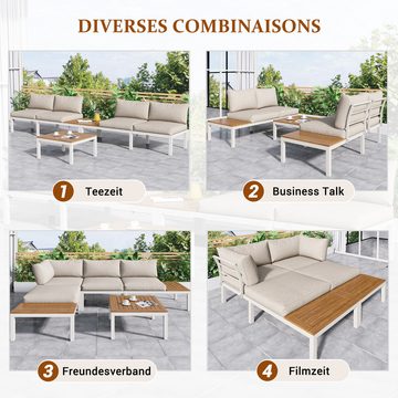 PFCTART Gartenlounge-Set wetterfest Lounge Set,Rahmen aus verzinktem Stahl, 5-teiliges Set, (2x 2-Sitzer-Sofa, 2x Beistelltisch, 1x Tisch)