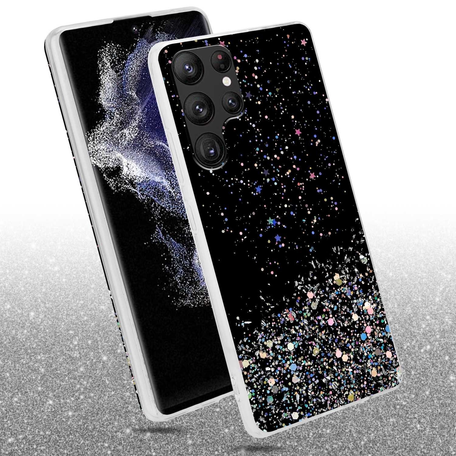 Cadorabo Handyhülle für Samsung Galaxy S22 ULTRA Hülle Samsung Galaxy S22 ULTRA, Flexible TPU Silikon Handy Schutzhülle - Hülle - mit Glitzer