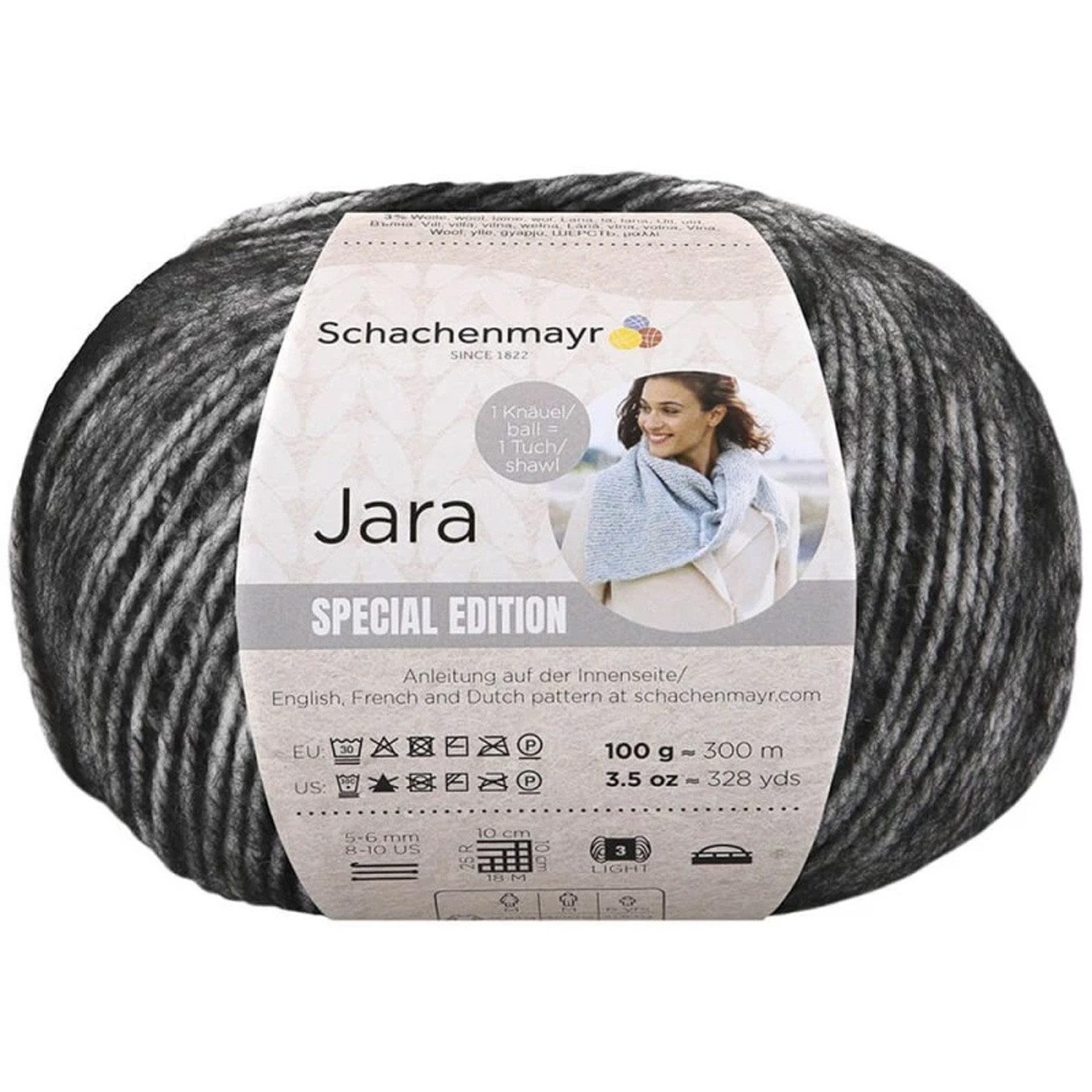 Schachenmayr Wolle Jara, Strickgarn 100g Kuschelwolle Häkelwolle, 300 m (Wolle zum stricken und häkeln, Jara), 68 % Polyacryl, 21 % Polyester, 8 % Alpaka, 3 % Wolle