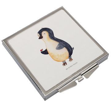 Mr. & Mrs. Panda Kosmetikspiegel Pinguin Marienkäfer - Weiß - Geschenk, Schminkspiegel, Glück, aufmerk (1-St), Passt in jede Tasche