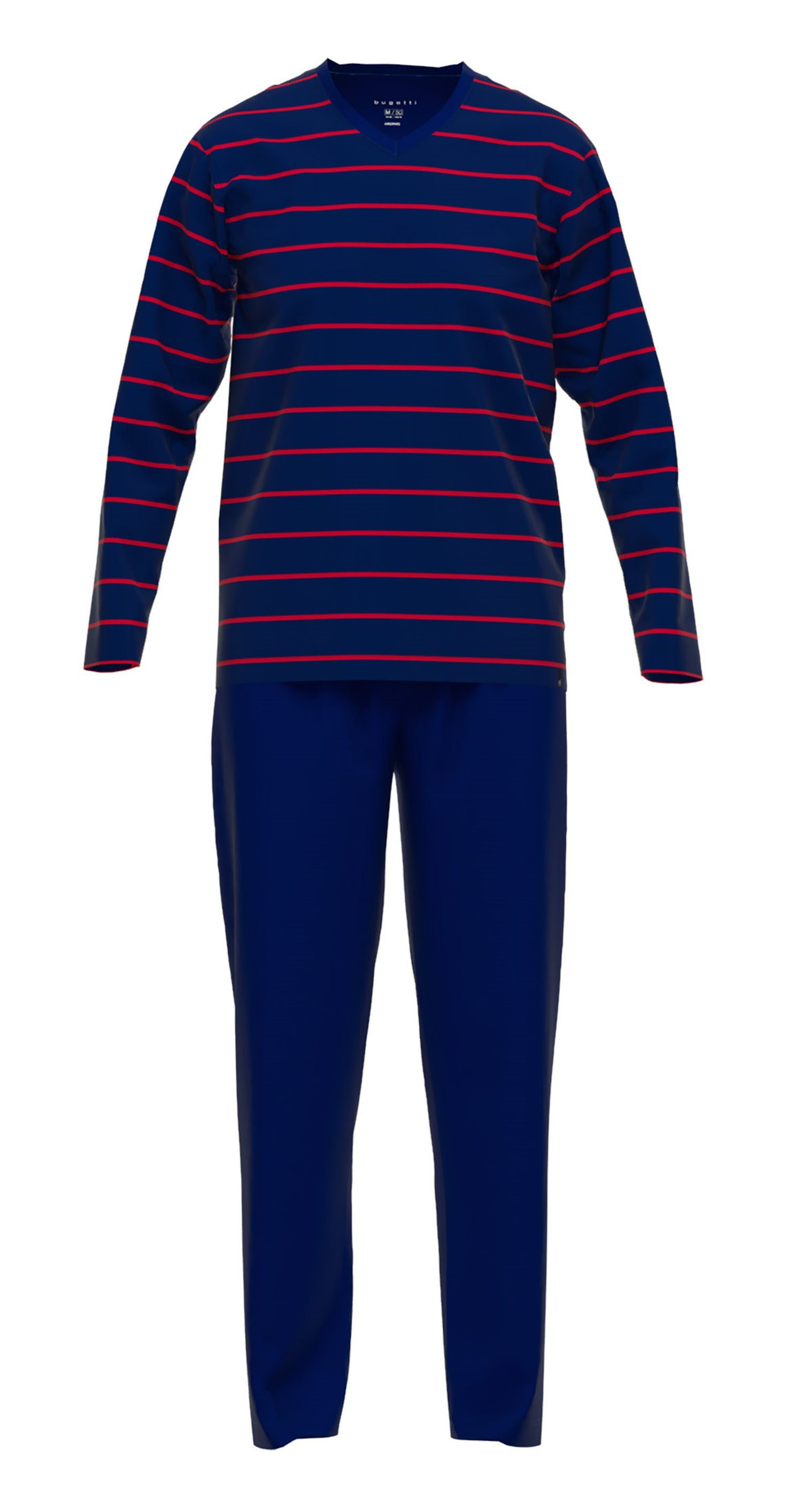 bugatti Pyjama Herren Schlafanzug (2 tlg) Bügelfrei Atmungsaktiv, Material:  60% Baumwolle, 40% Polyester