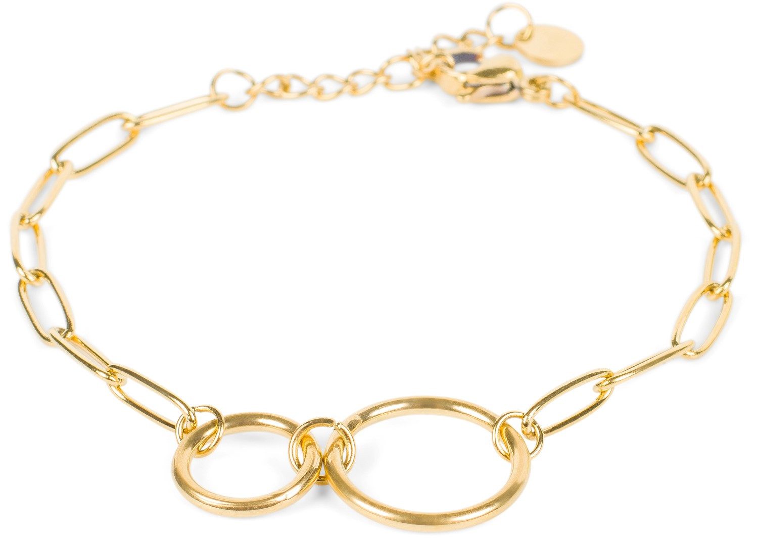 styleBREAKER Gliederarmband Edelstahl Glieder Armkette mit Ring Anhängern (1-tlg)