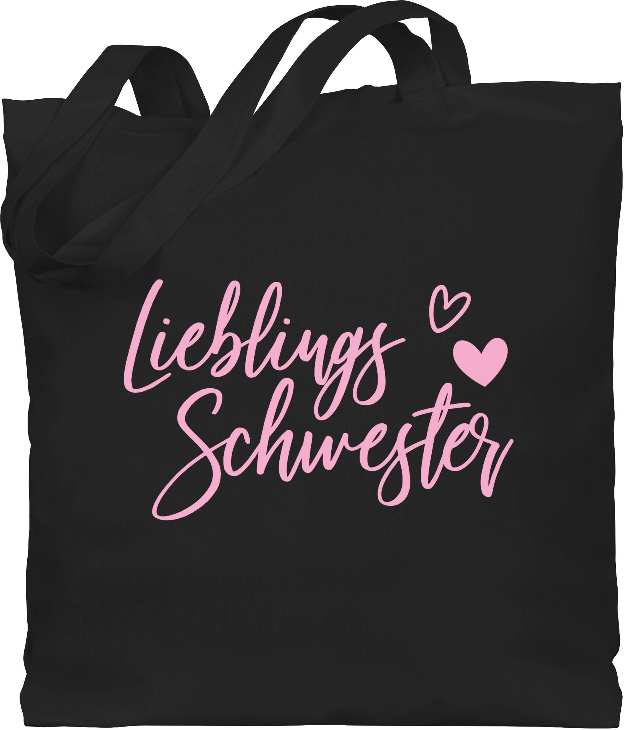 Shirtracer Umhängetasche Lieblingsschwester rosa, Schwester und Tante Geschenk 1 Schwarz