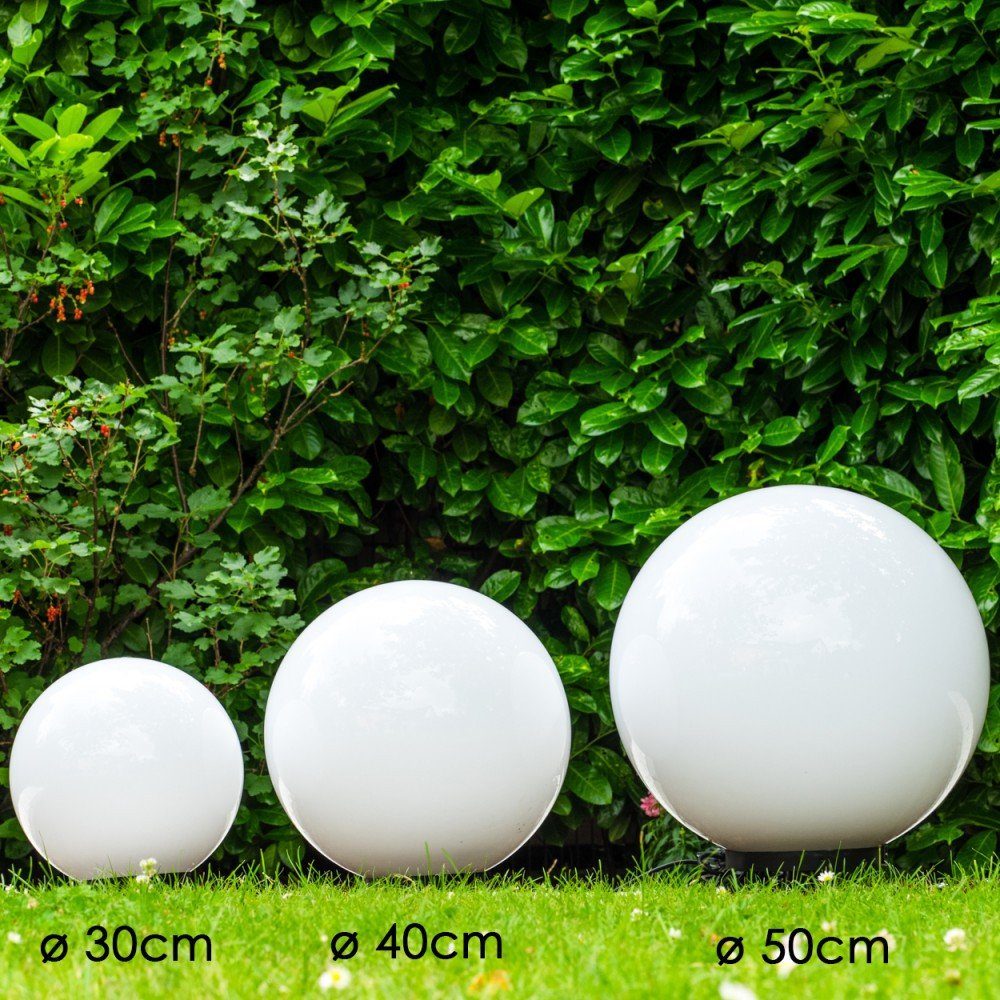 hofstein Kugelleuchte »Tres« Kugellampe 3er Set, Außenleuchten aus weißem Kunststoff, ohne Leuchtmittel, Außenleuchten Kunststoff, E27, mit 5 Meter Zuleitung