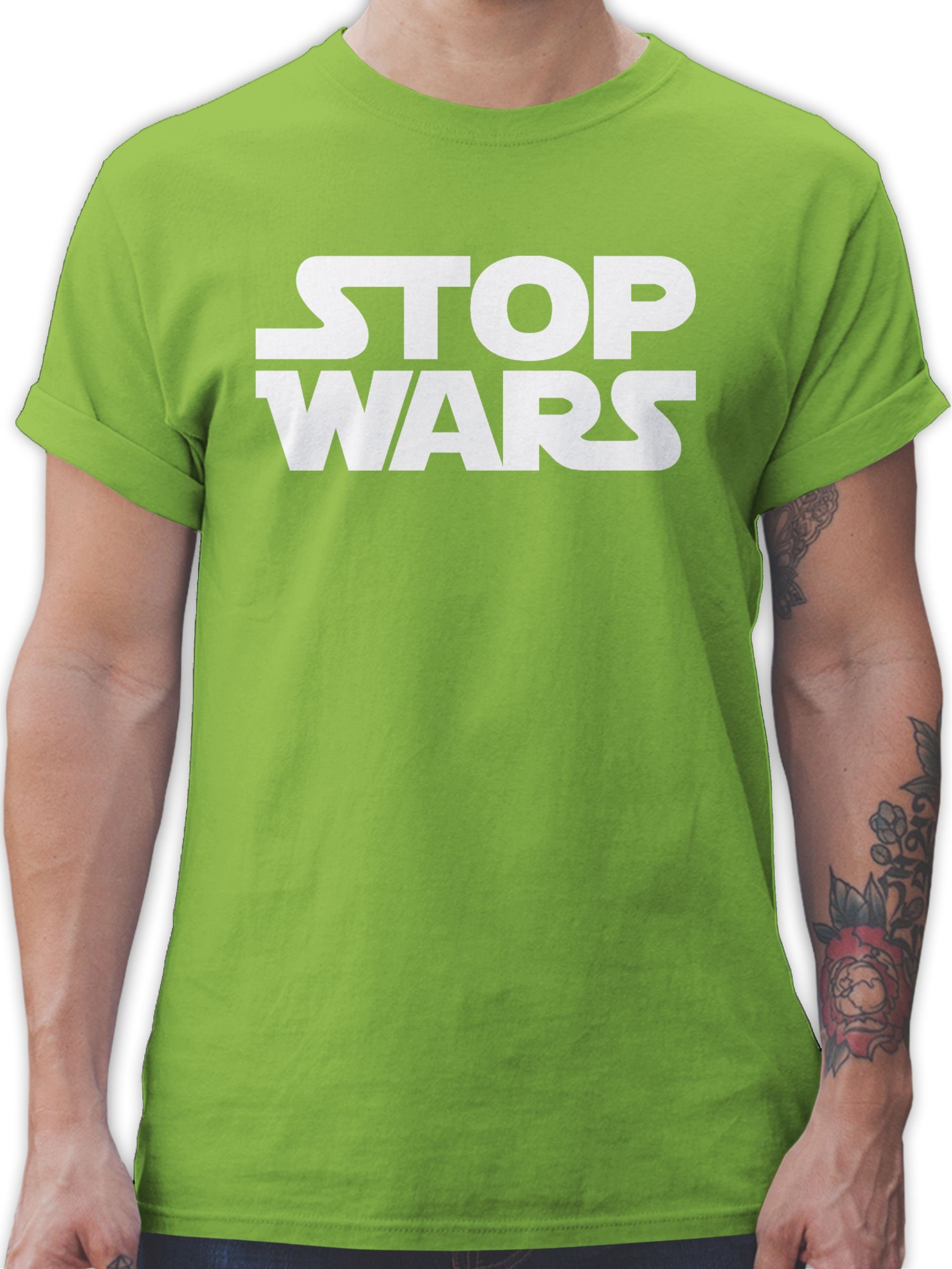 Shirtracer T-Shirt Stop Statement Sprüche Wars 03 weiß Hellgrün