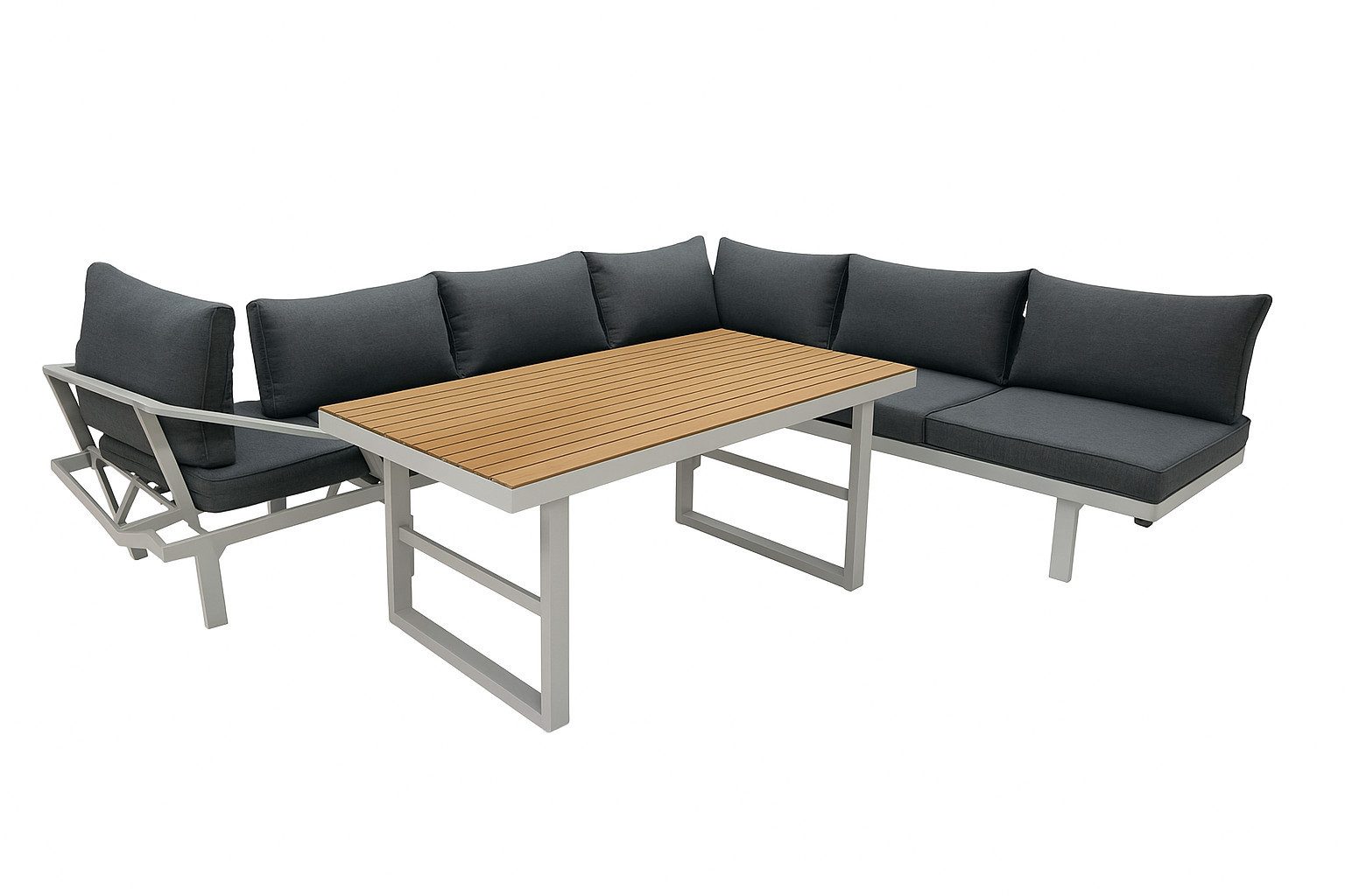 Greemotion Gartenlounge-Set [Lima] Lounge-Set Weiß/Grau Aluminium, inkl. Kissen
