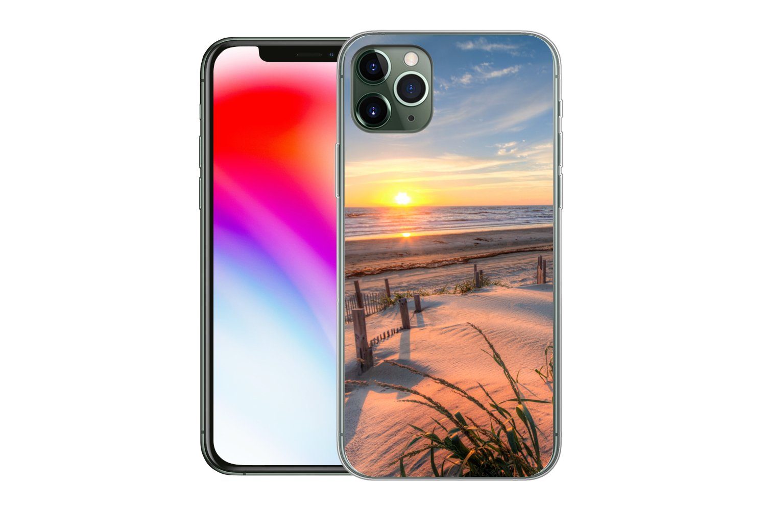 MuchoWow Handyhülle für Apple iPhone 11 Pro Max Strand - Meer - Düne - Sonnenuntergang - L, Smartphone-Bumper, Print, Handy Schutzhülle Dünn